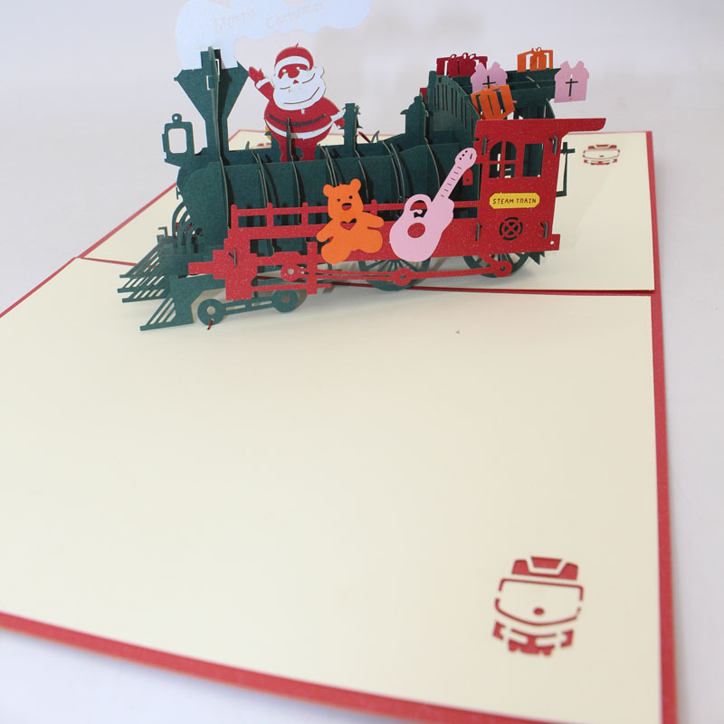 Cute Christmas Train Pop Up Card