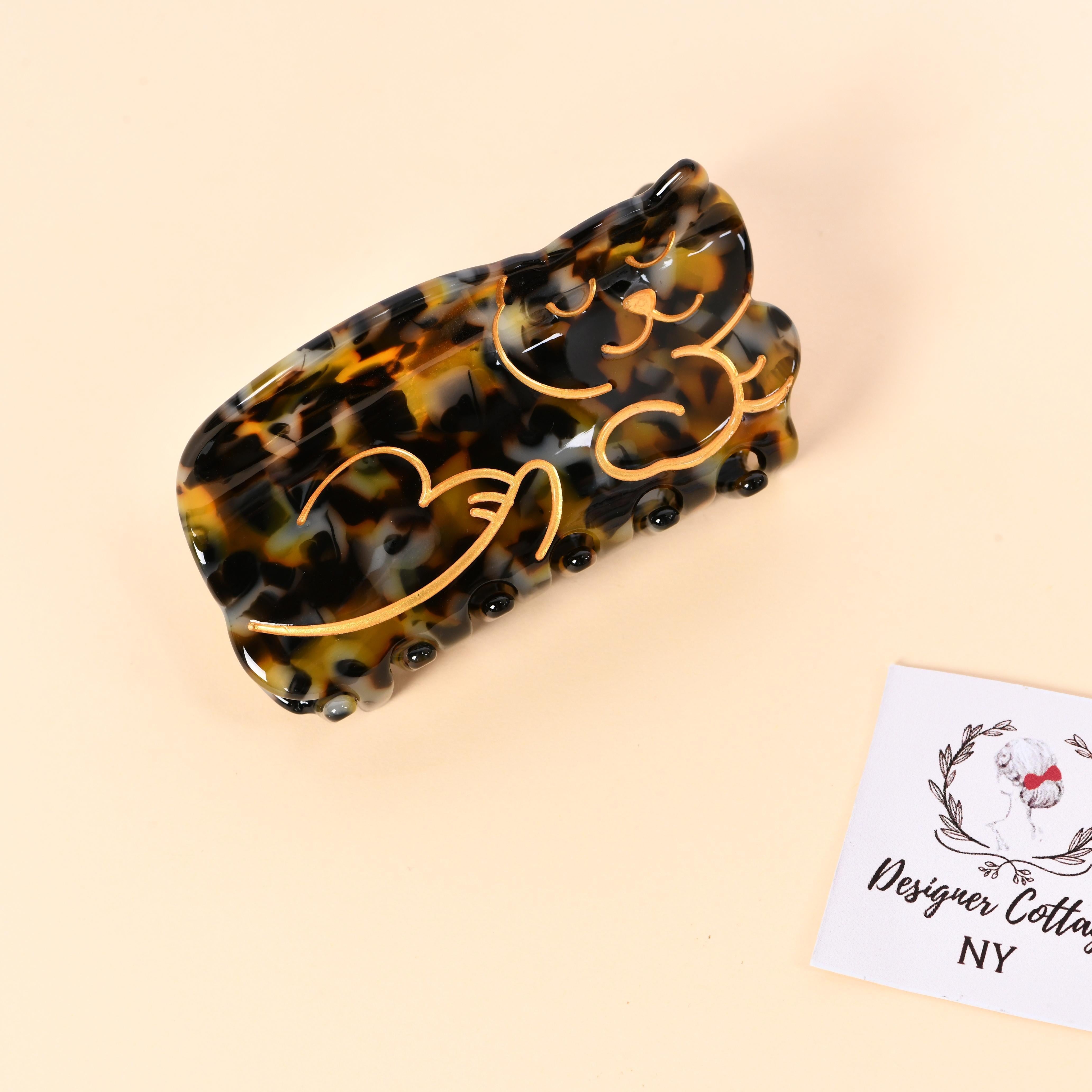 Cat Acetate Hair Claw - Adorable  Animal Lover Gift, Ideal for Daily Wear, Birthday