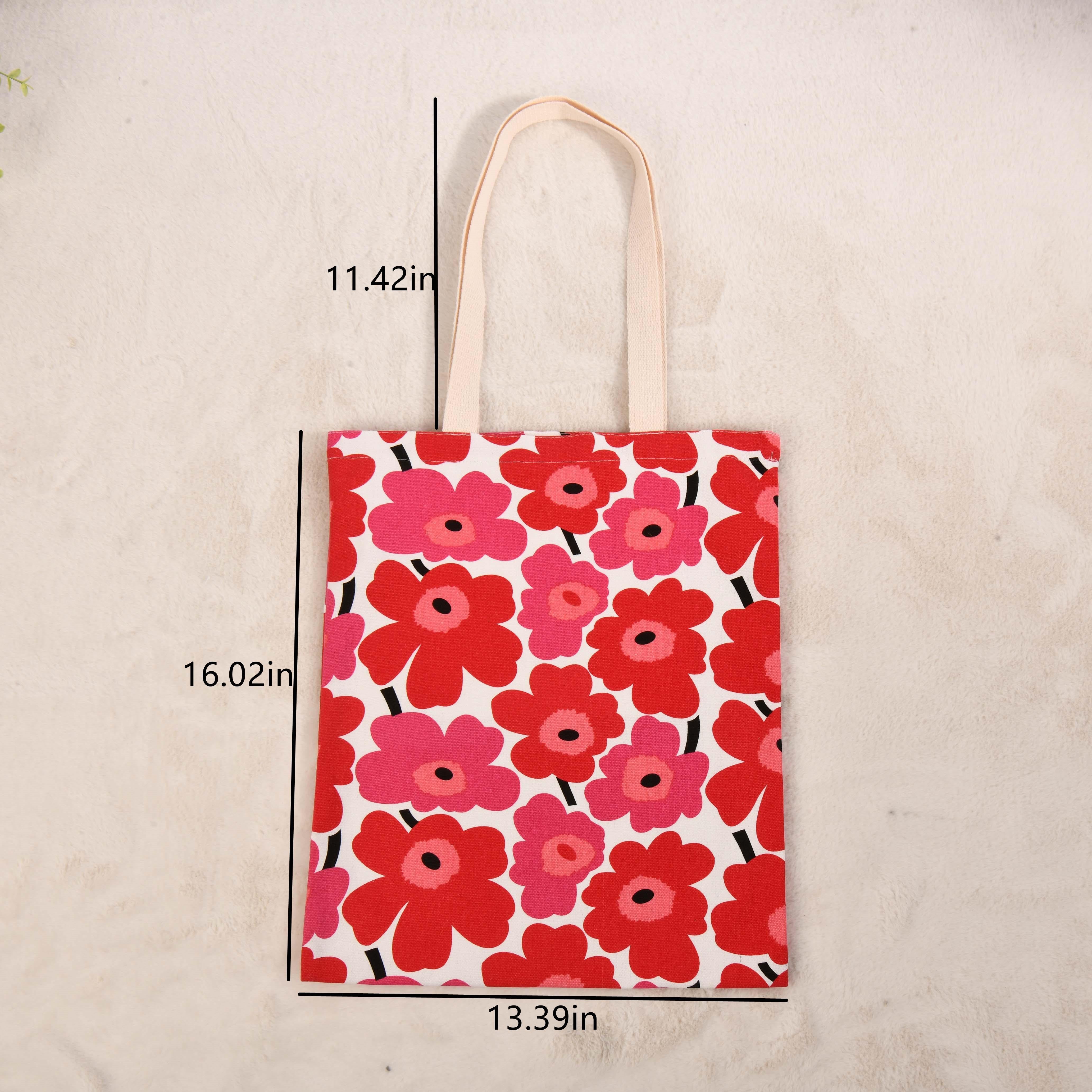 Canvas Flower Shoulder/Tote Bag,Beach Grocery Market Bag