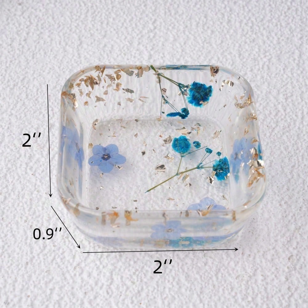 Real Flowers Resin Tray,Wildflower Baby's Breath Jewelry Coaster