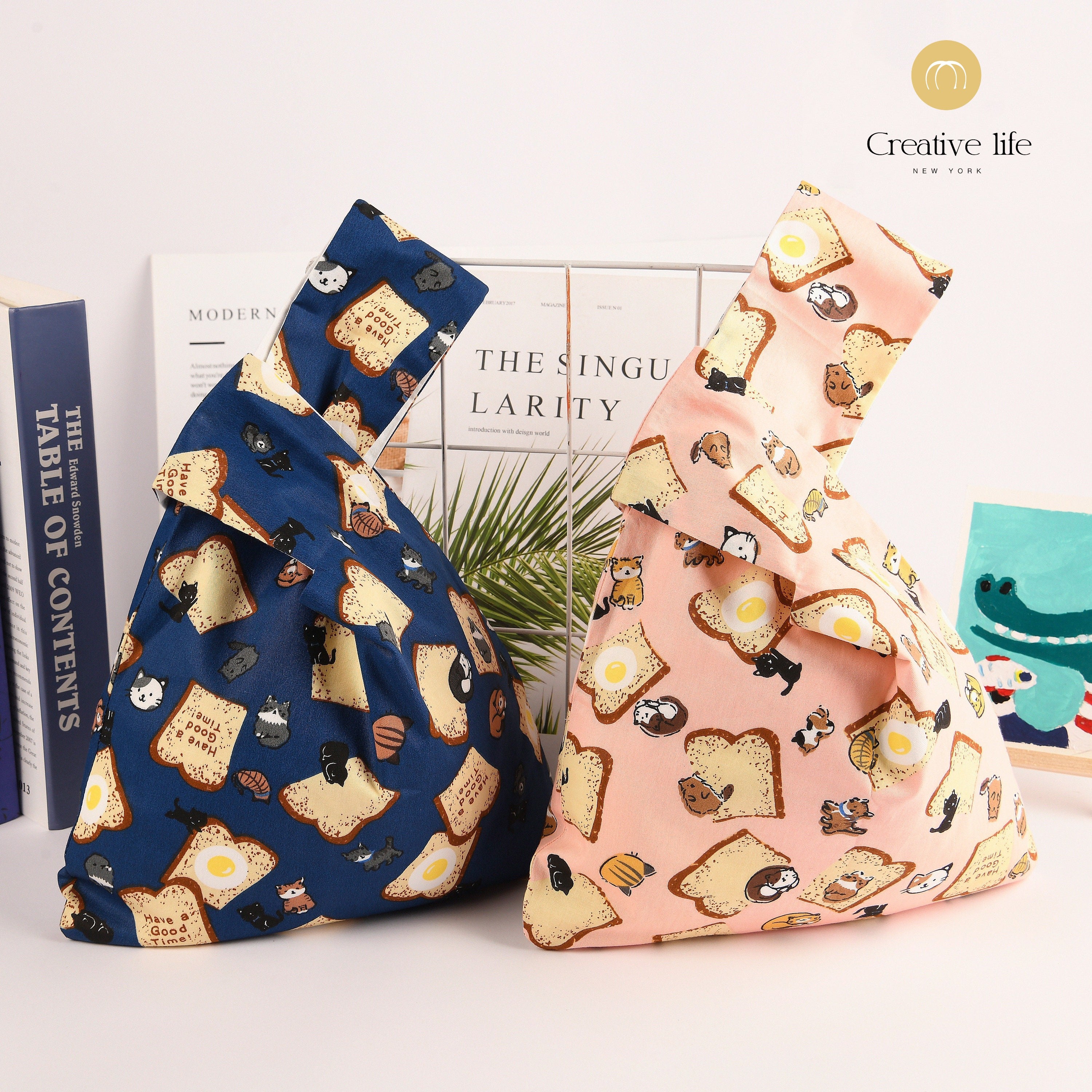 Bred & Kitten Print Cotton Wrist Bag,Wedding Party Favor Gifs