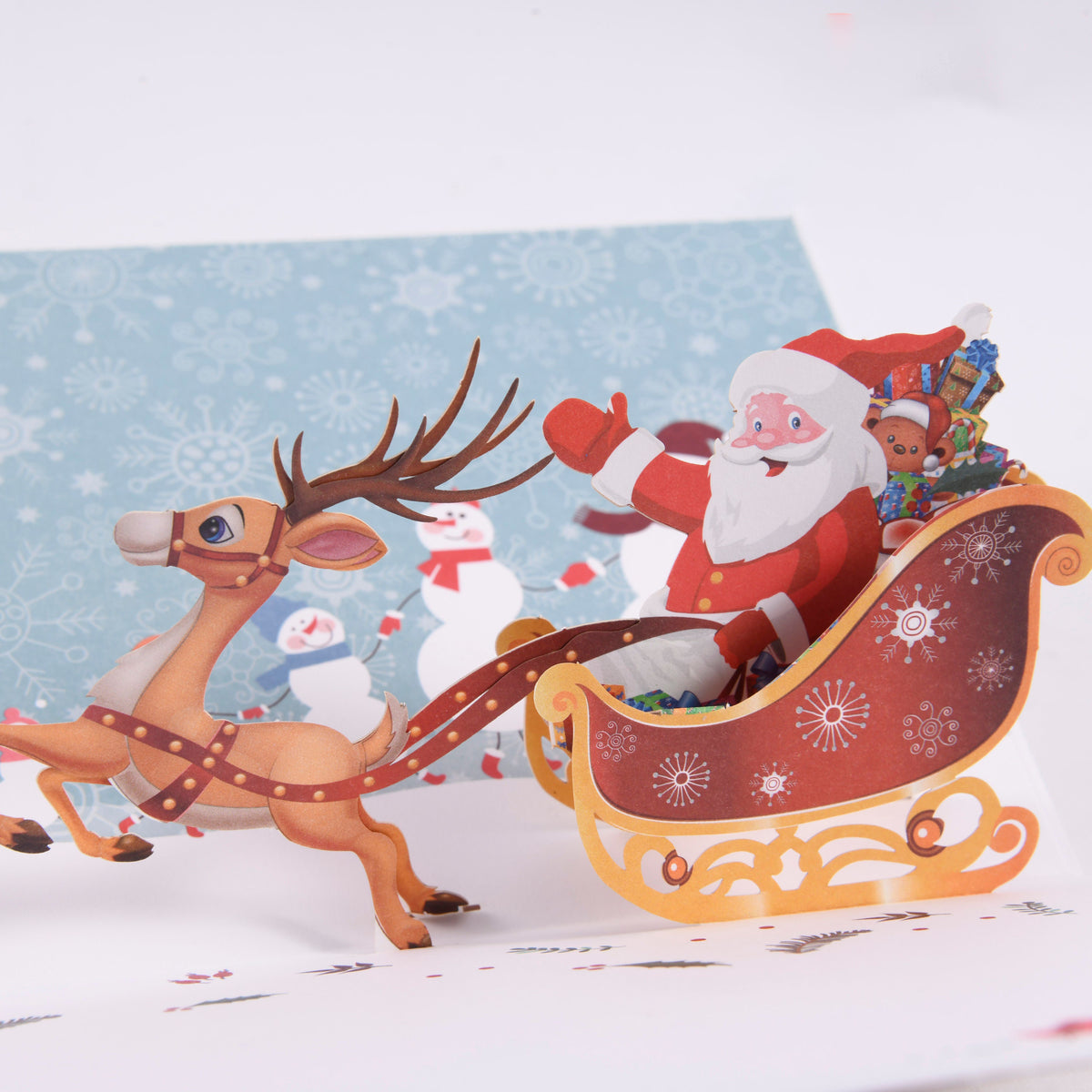 Sky Blue Santa Gifting Christmas Card