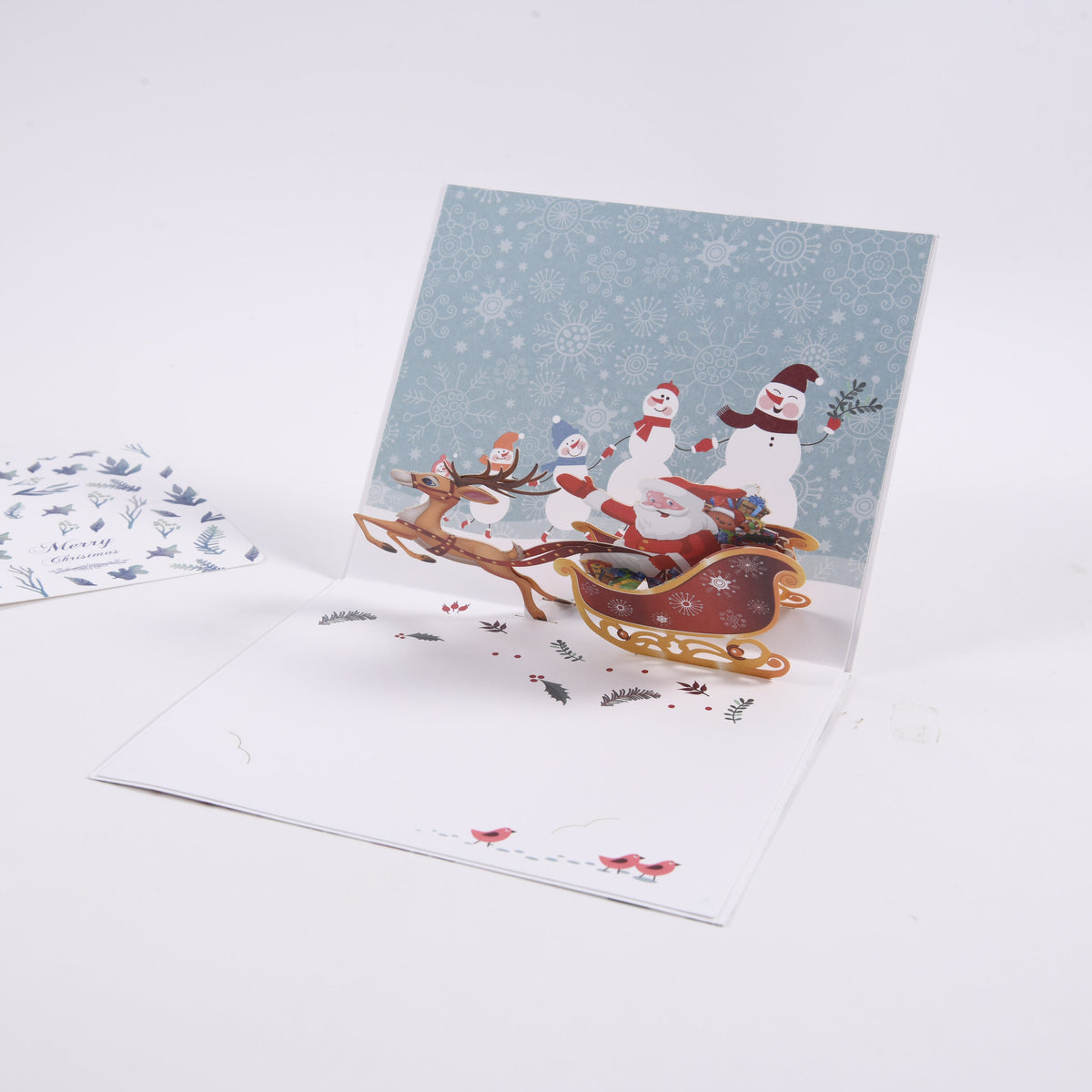 Sky Blue Santa Gifting Christmas Card