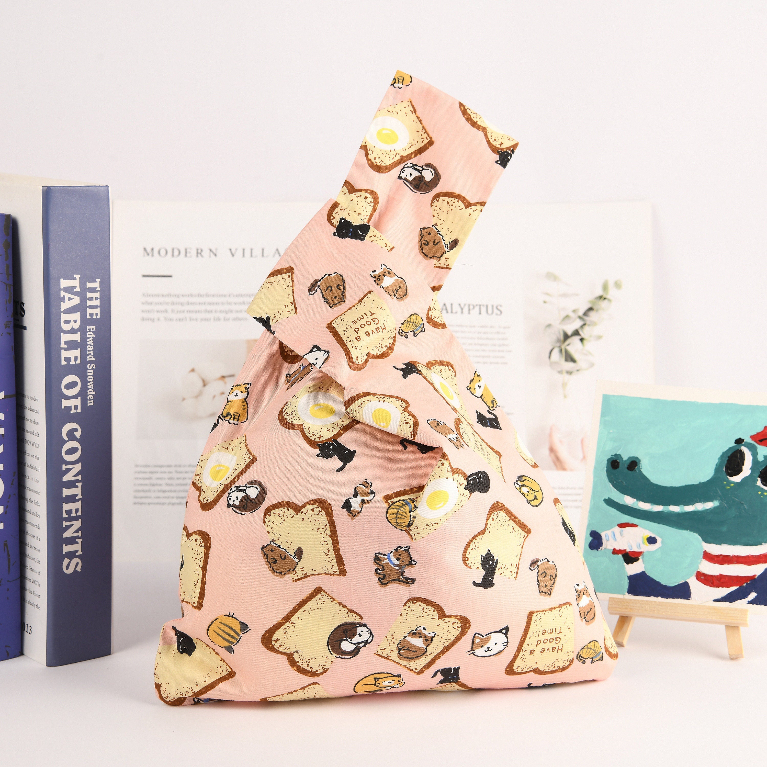 Bred & Kitten Print Cotton Wrist Bag,Wedding Party Favor Gifs