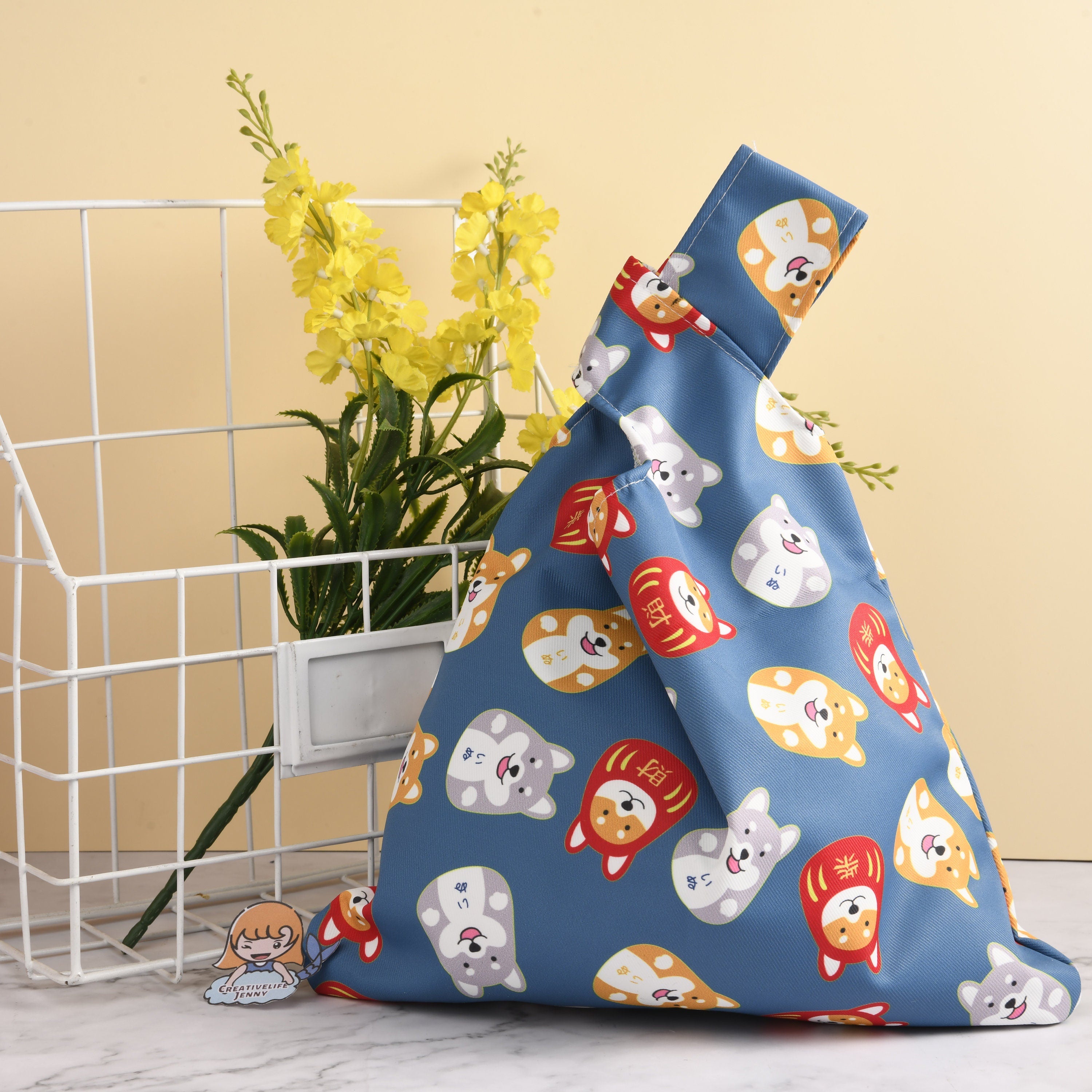 Shiba Inu Japanese Knot Bag,Dog Lover Wrist Bag Cotton