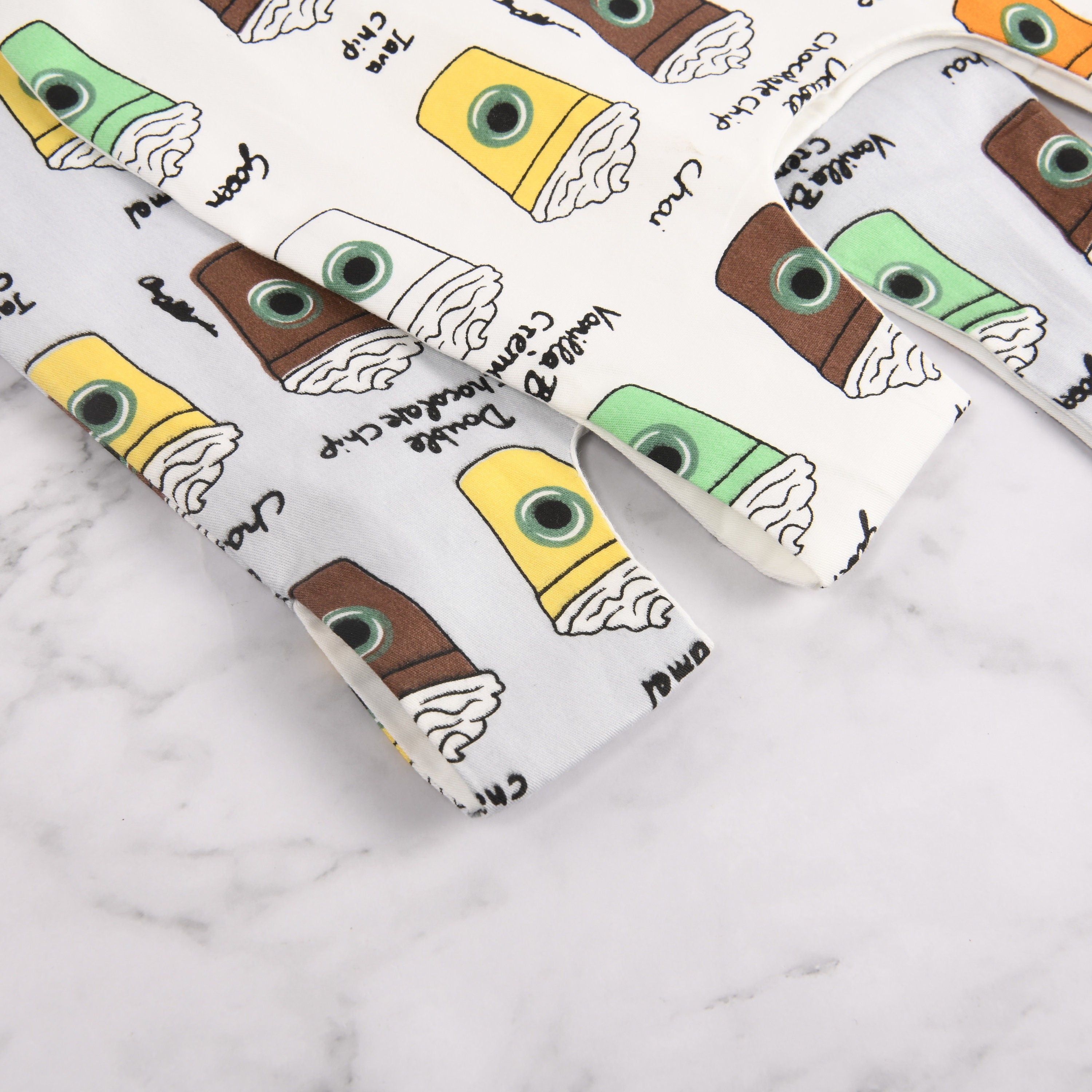 Coffee Cup Print Japanese Knot Bag: Cotton Wrist Bag