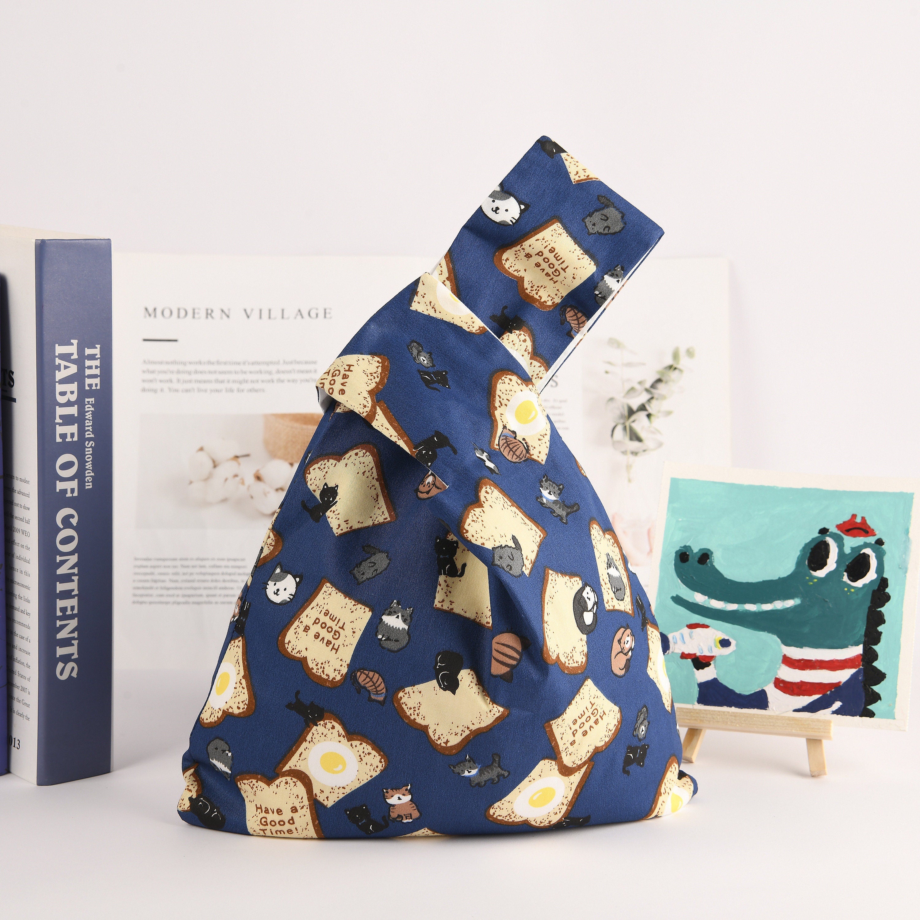 Bred & Kitten Print Cotton Wrist Bag,Wedding Party Favor Gifs