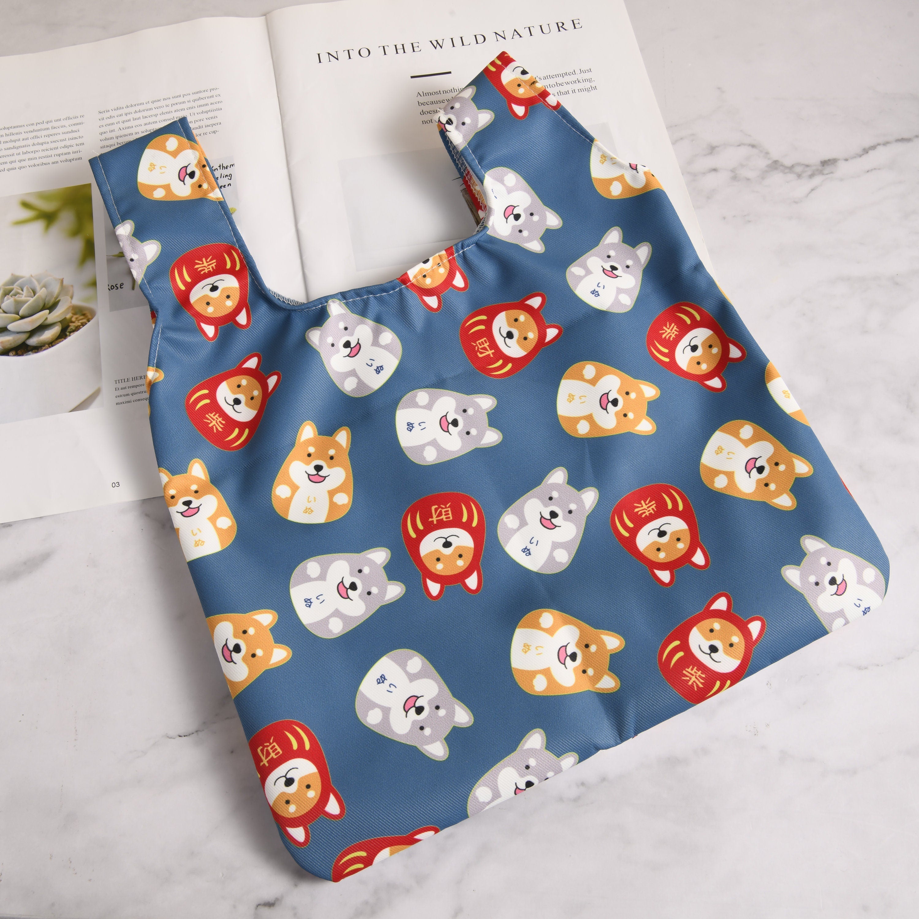 Shiba Inu Japanese Knot Bag,Dog Lover Wrist Bag Cotton