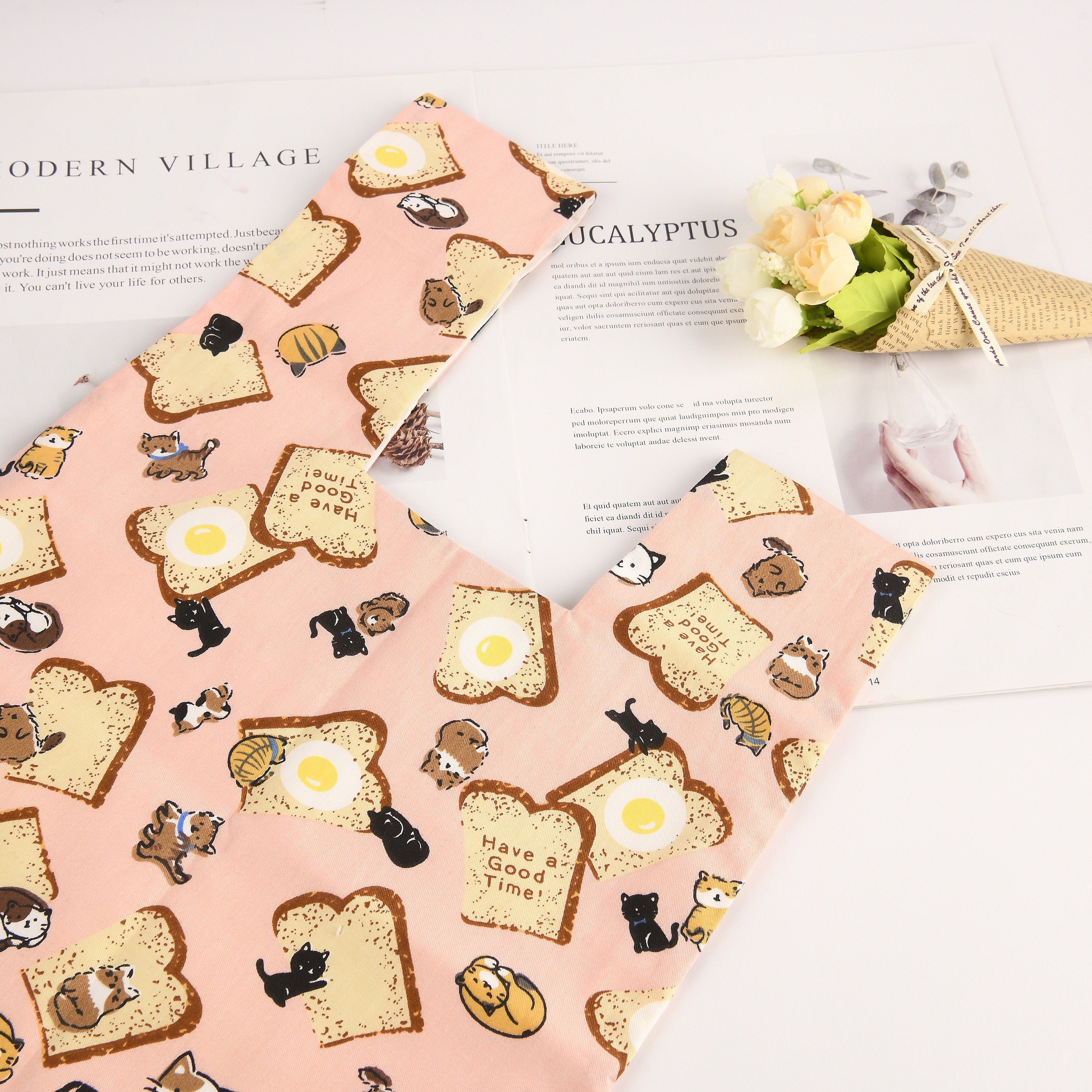 Bred & Kitten Print Cotton Wrist Bag,Wedding Party Favor Gifs