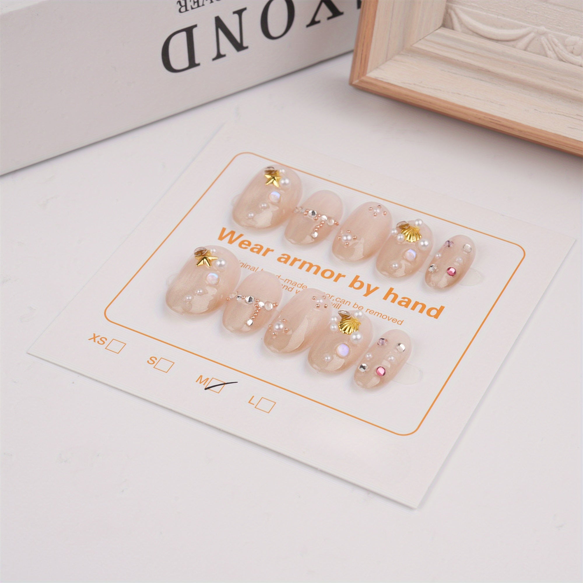 Gold Stars Press on Nails, Medium Oval Nails, Reusable Nails, Gentle Wedding Manicure