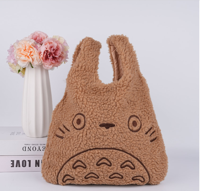 Japanese Totoro Corduroy Wrist Bag,Fall/Winter Totes,Reusable HandBag,Handmade