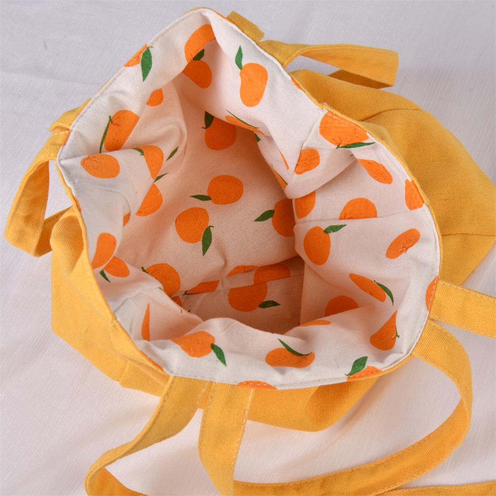 Two Strap Orange Strawberry Apple Pear Cotton Linen Shoulder Bag, Reusable Shopping Bag, Back to School