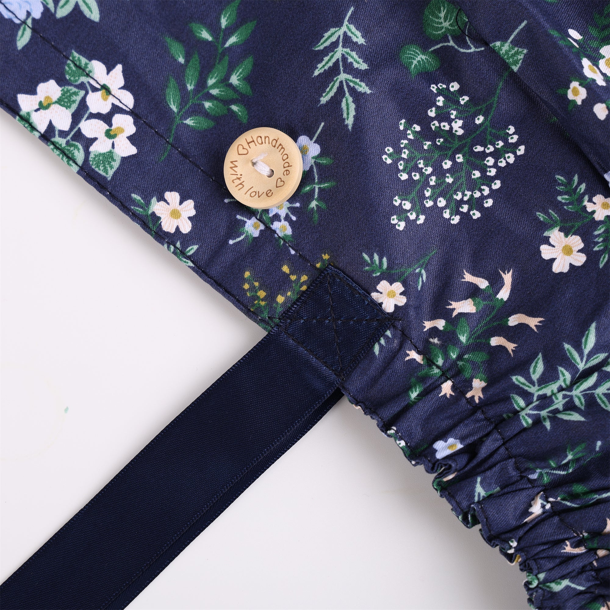 Navy Wildflowers Cotton Ponytail Scrub Cap