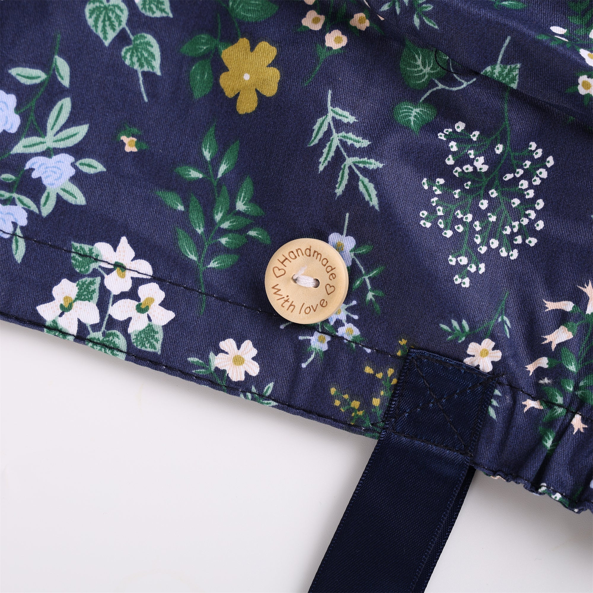 Navy Wildflowers Cotton Ponytail Scrub Cap
