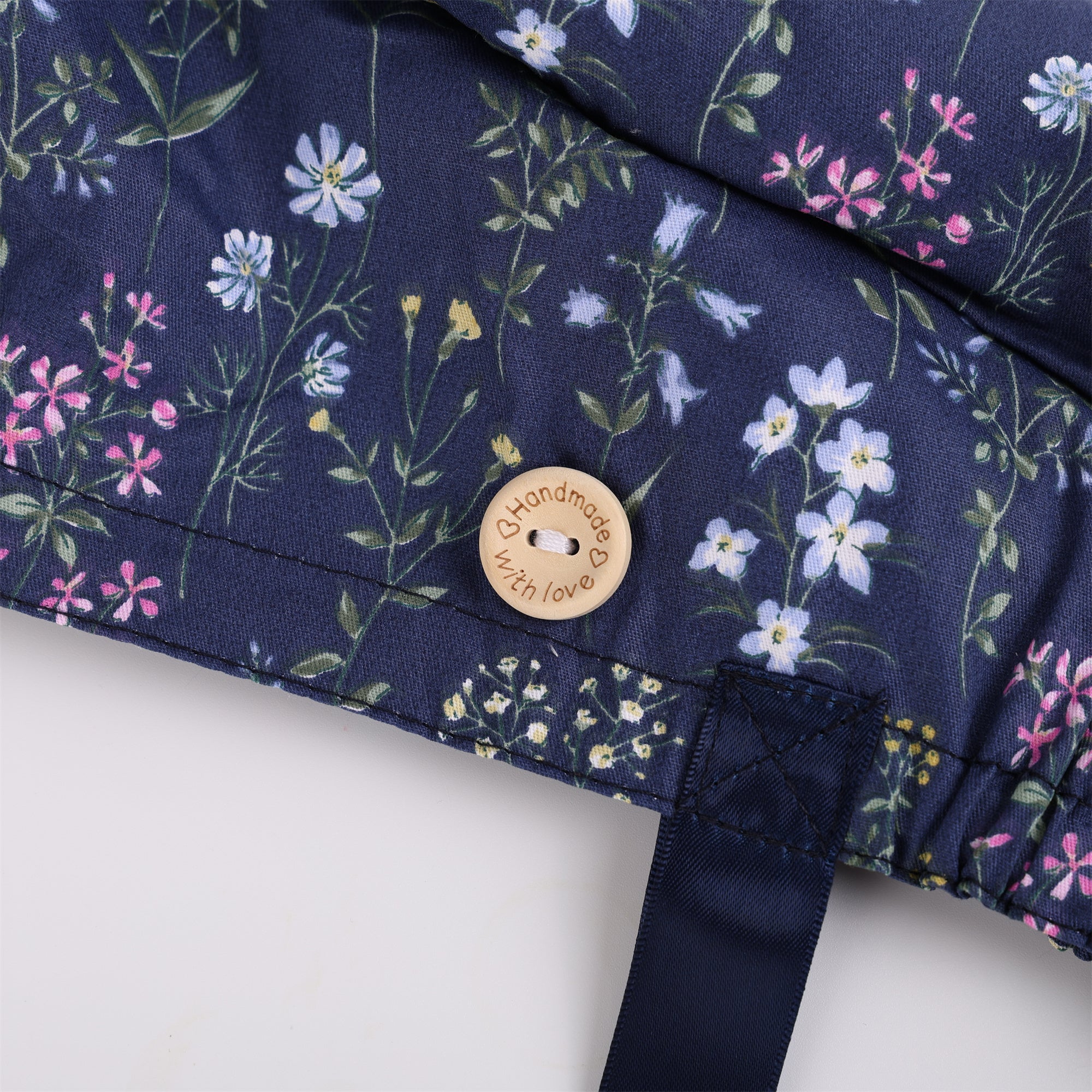 Blue Purple Floral Cotton Ponytail Scrub Cap