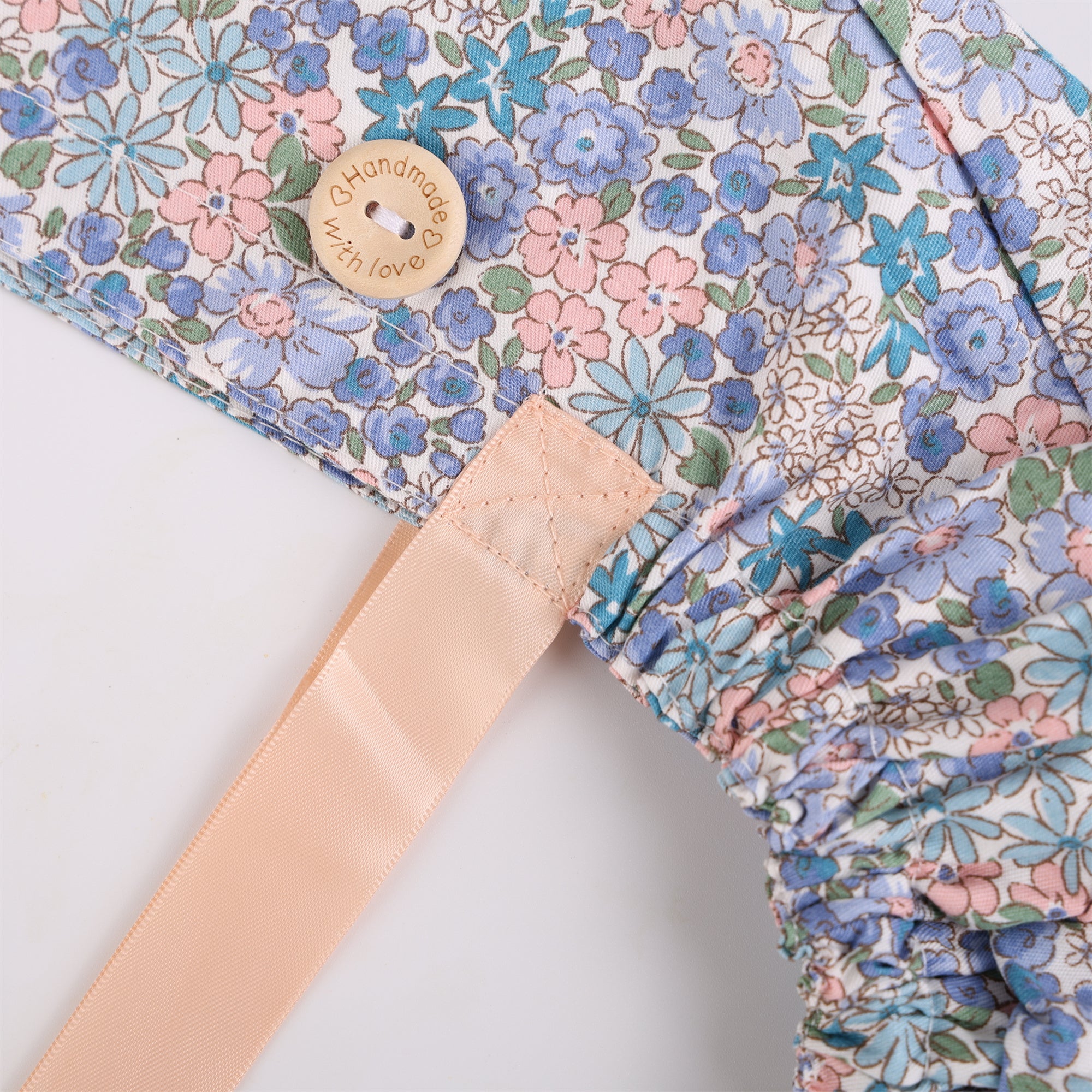Cottage Flowers Cotton Ponytail Scrub Cap