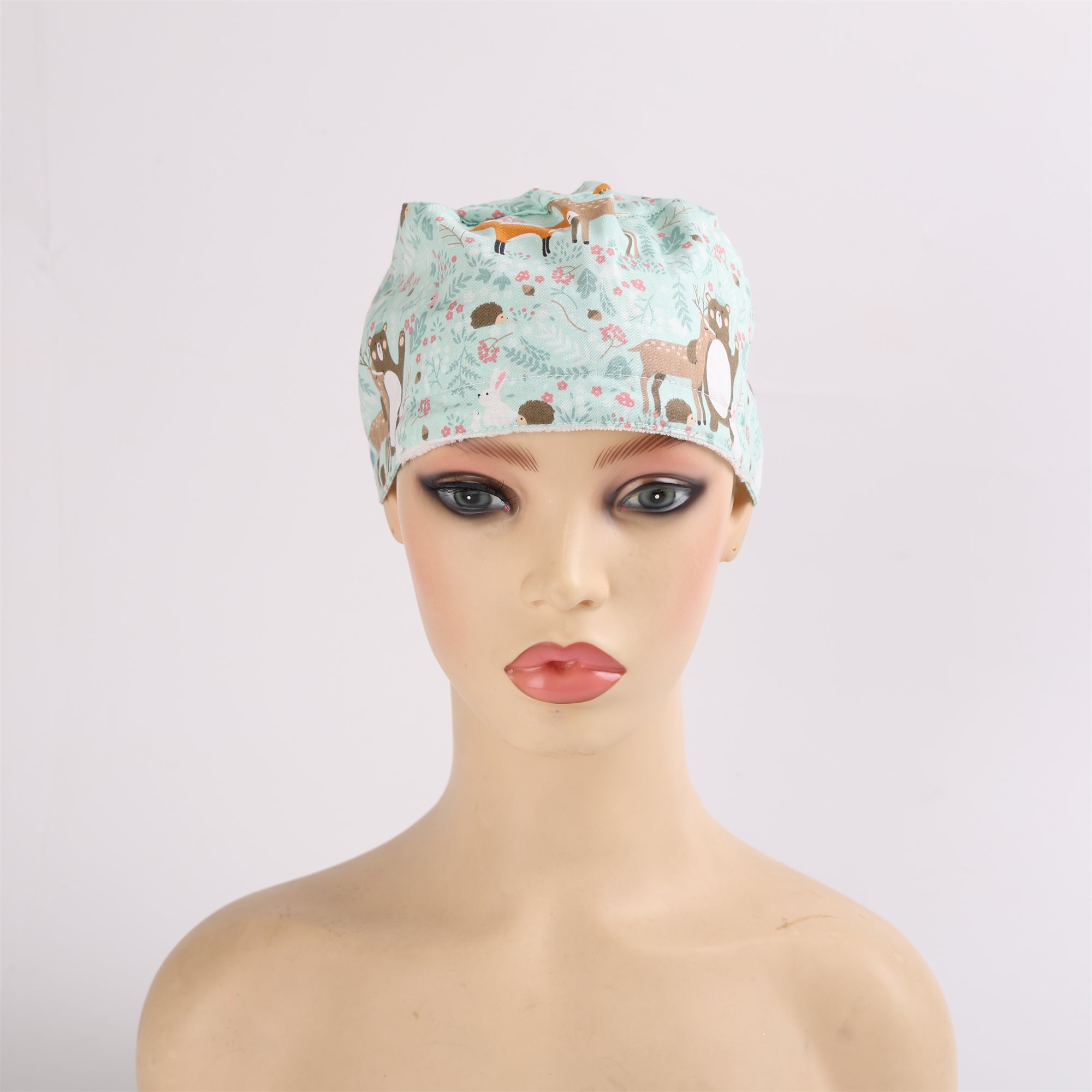 Cute Animals Pattern Cotton Ponytail Scrub Cap