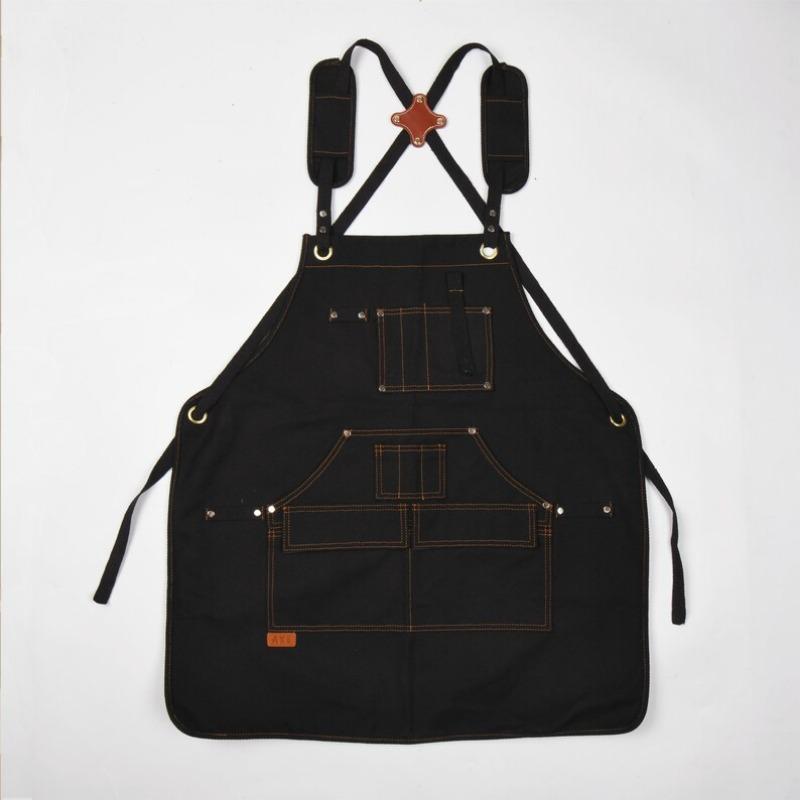 NEW! Canvas Apron with Multiple Pockets, Adjustable Cross Back Strap