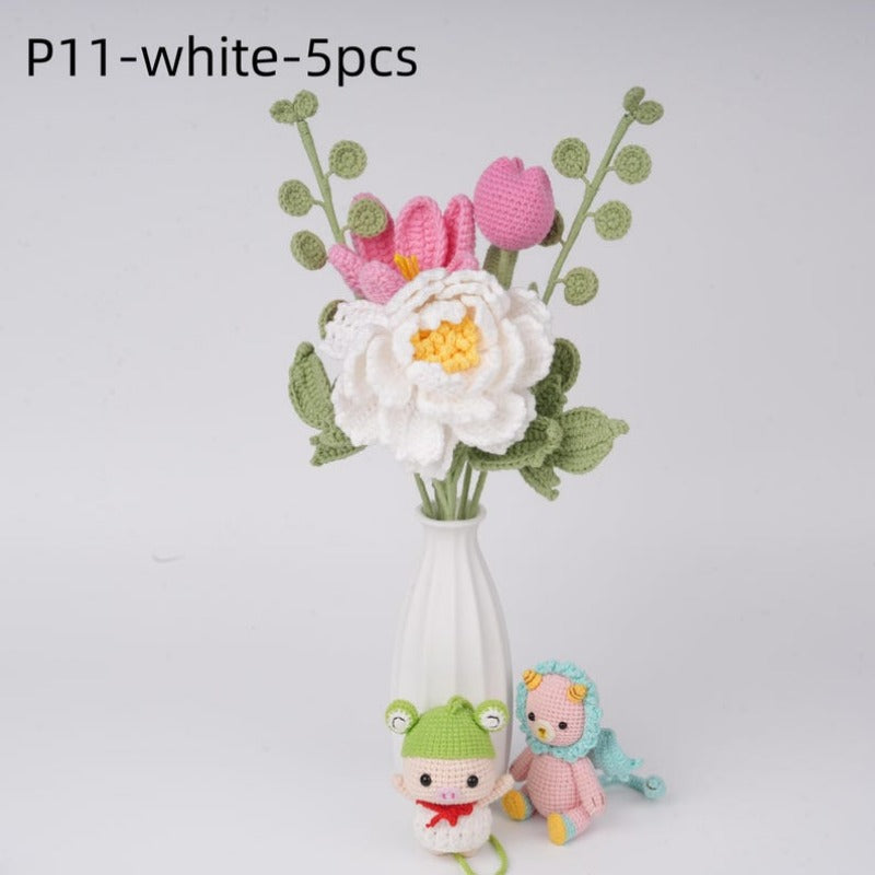 Crochet Flowers Boquet,Peony,Tulip,Daisy,Home Decor