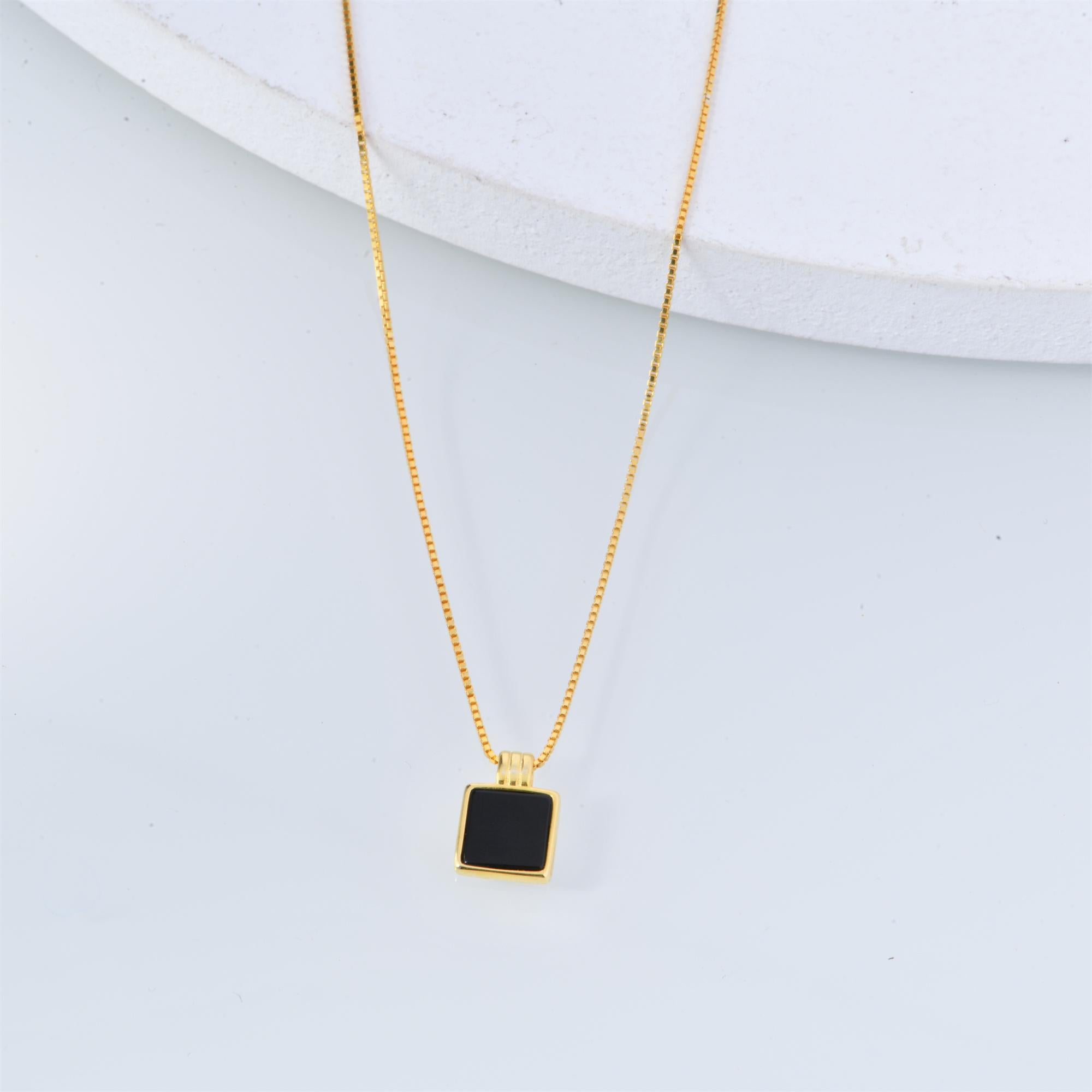 16'' Sliver Gold Square Necklace,Minimalist Necklace for Women,Box Chain necklace, Delicate Black Necklace, Golden choker, Birthday/Mother's Day Gift