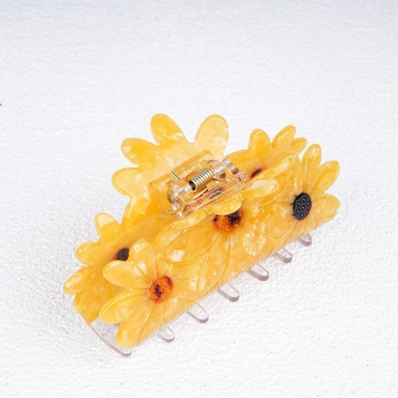 Large Daisy Hair Claw - Acetate Clip with Yellow/White Daisy Flowers, Simple Floral Style,Daily use