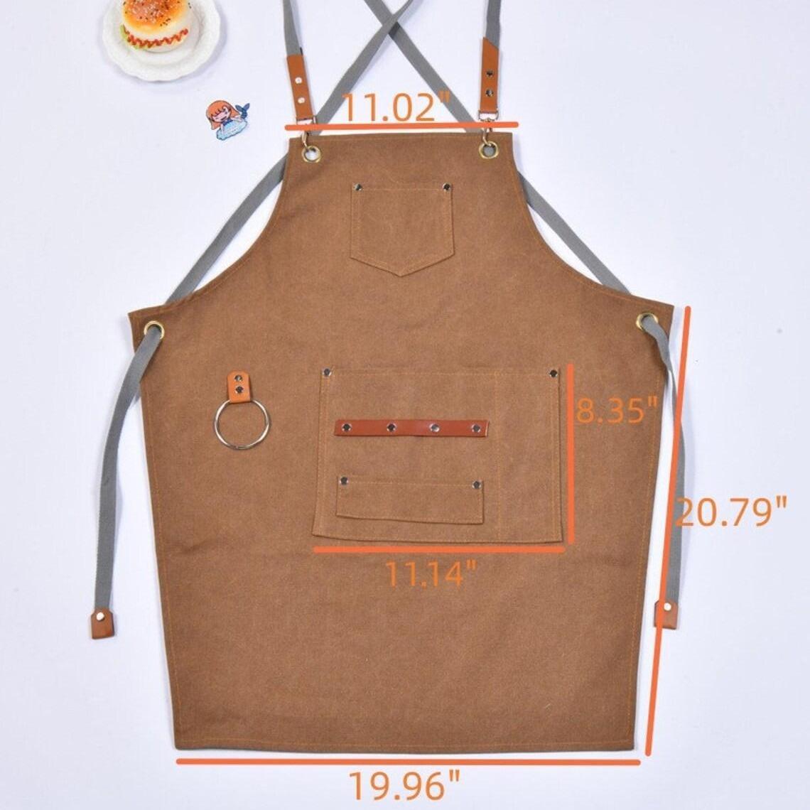 Chef Aprons For Men With Large Pockets, Canvas Cross Back Heavy Duty Adjustable Work