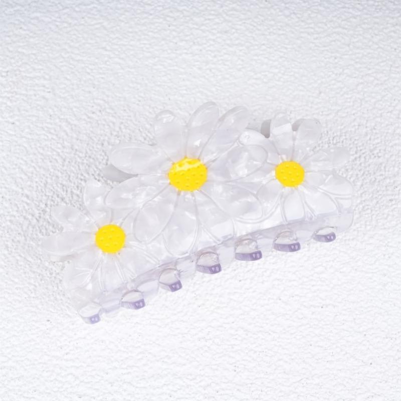 Large Daisy Hair Claw - Acetate Clip with Yellow/White Daisy Flowers, Simple Floral Style,Daily use