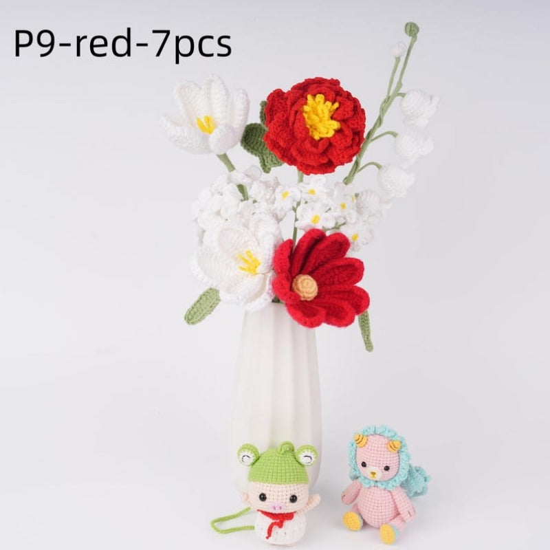 Crochet Flowers Boquet,Peony,Tulip,Daisy,Home Decor