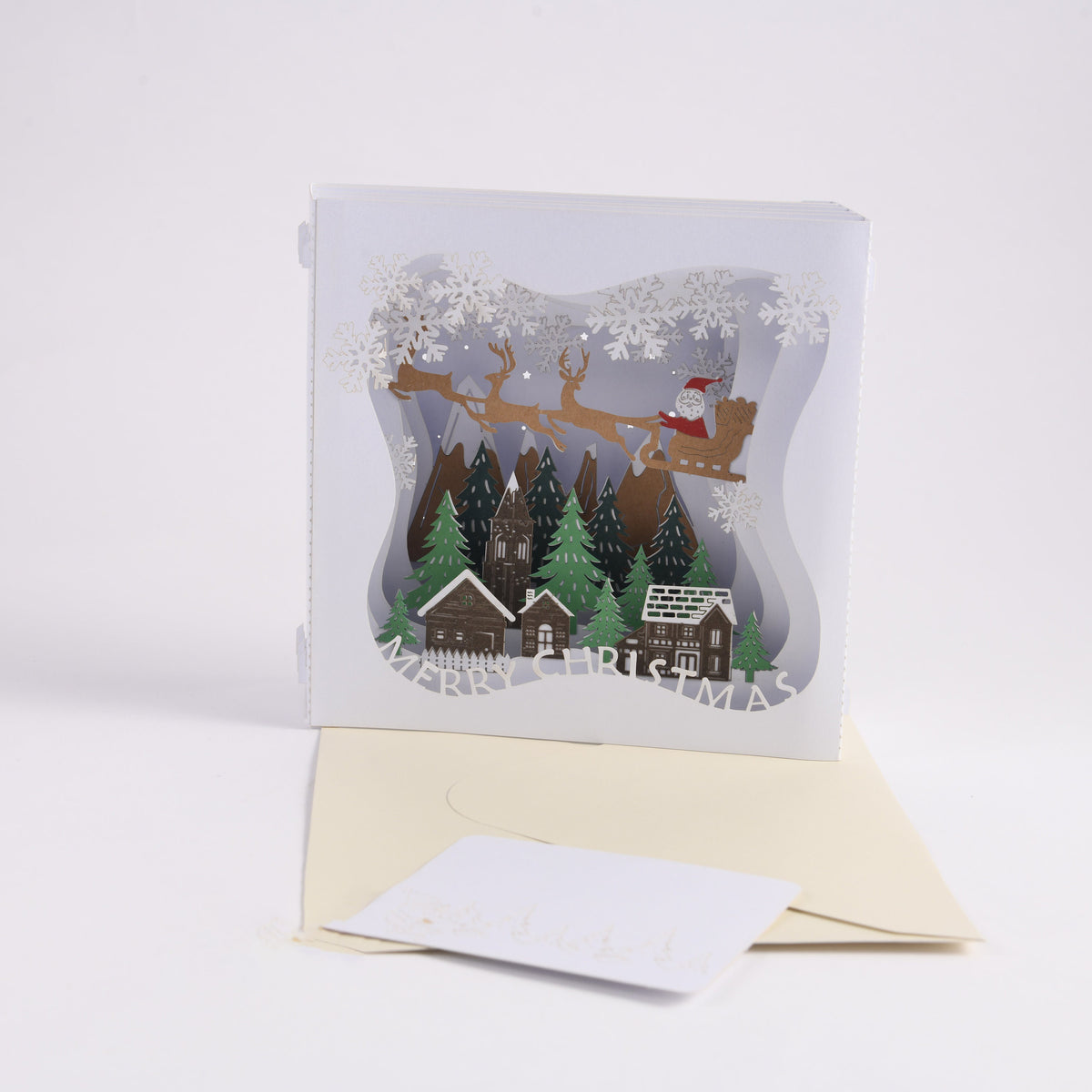3D White Christmas Pop Up Card