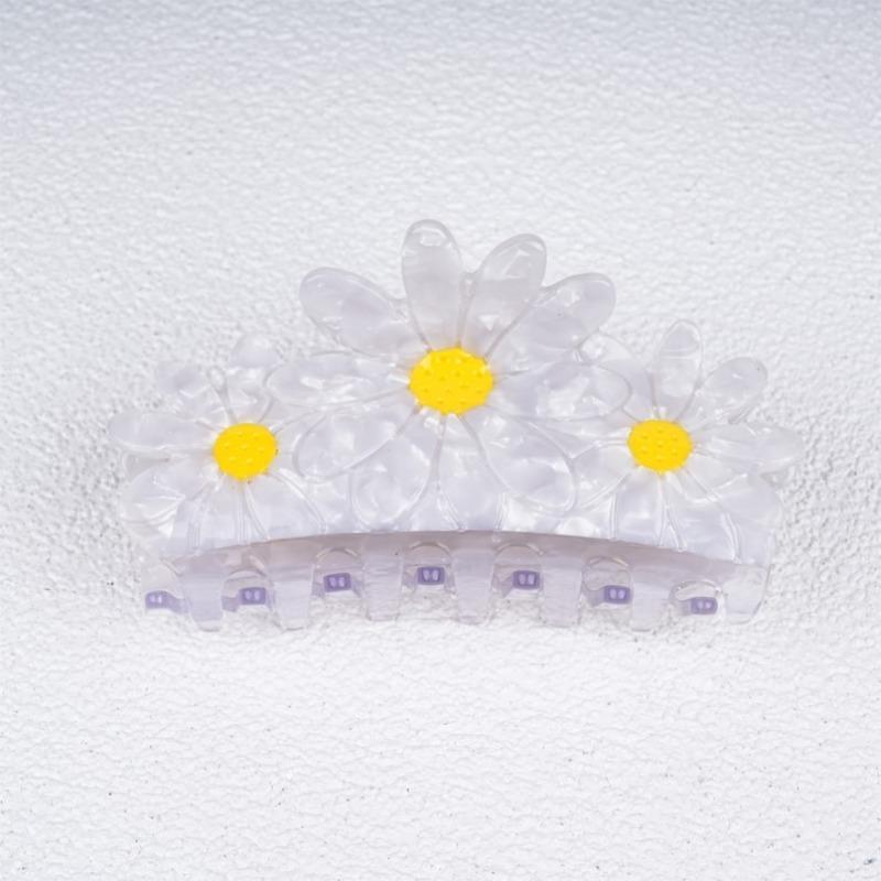 Large Daisy Hair Claw - Acetate Clip with Yellow/White Daisy Flowers, Simple Floral Style,Daily use