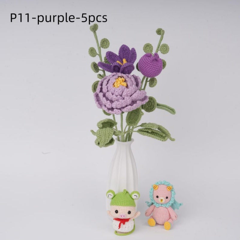Crochet Flowers Boquet,Peony,Tulip,Daisy,Home Decor