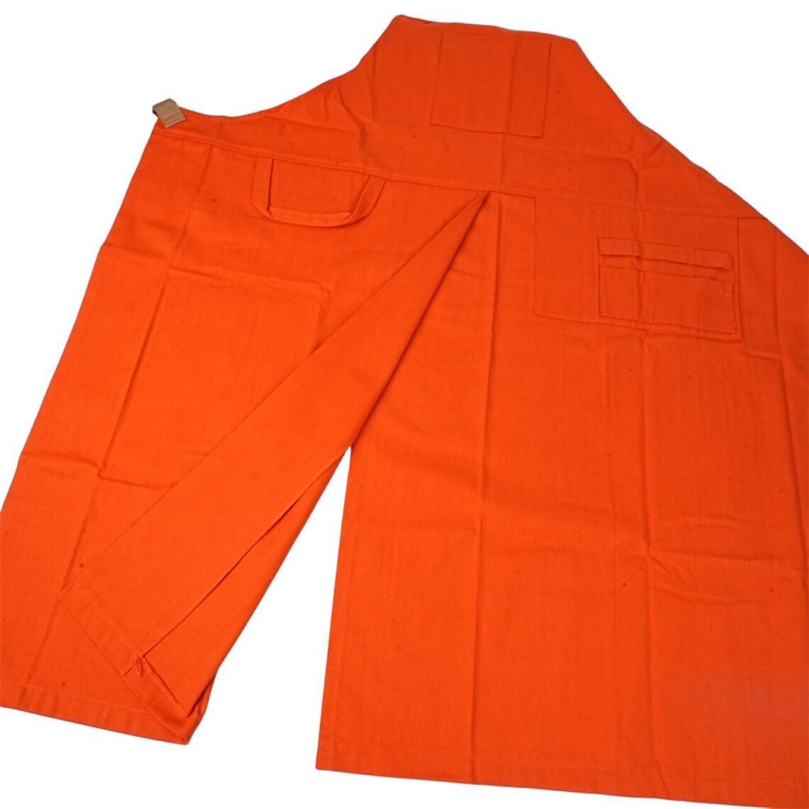 Handmade Canvas Apron with Split Legs and Adjustable Cross Shoulder Strap,  w/4 Pockets For family,Ceramic Worker,Chef