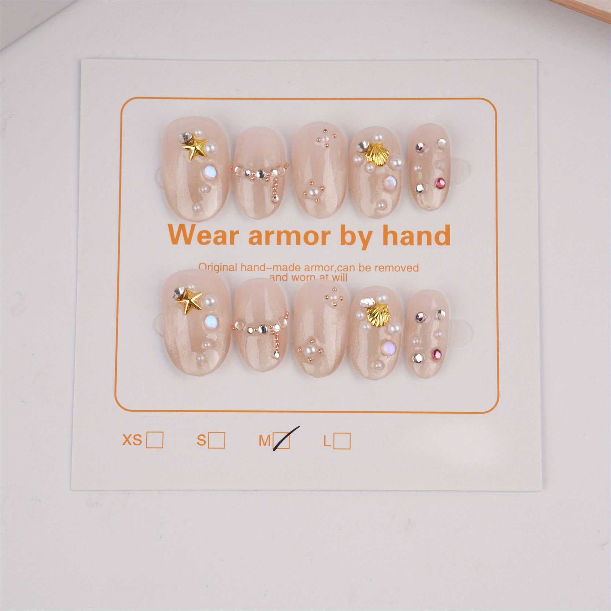 Gold Stars Press on Nails, Medium Oval Nails, Reusable Nails, Gentle Wedding Manicure