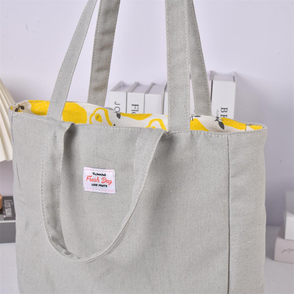 Two Strap Orange Strawberry Apple Pear Cotton Linen Shoulder Bag, Reusable Shopping Bag, Back to School