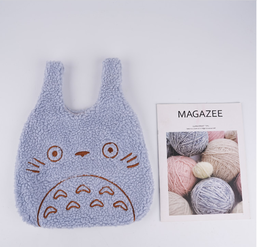 Japanese Totoro Corduroy Wrist Bag,Fall/Winter Totes,Reusable HandBag,Handmade