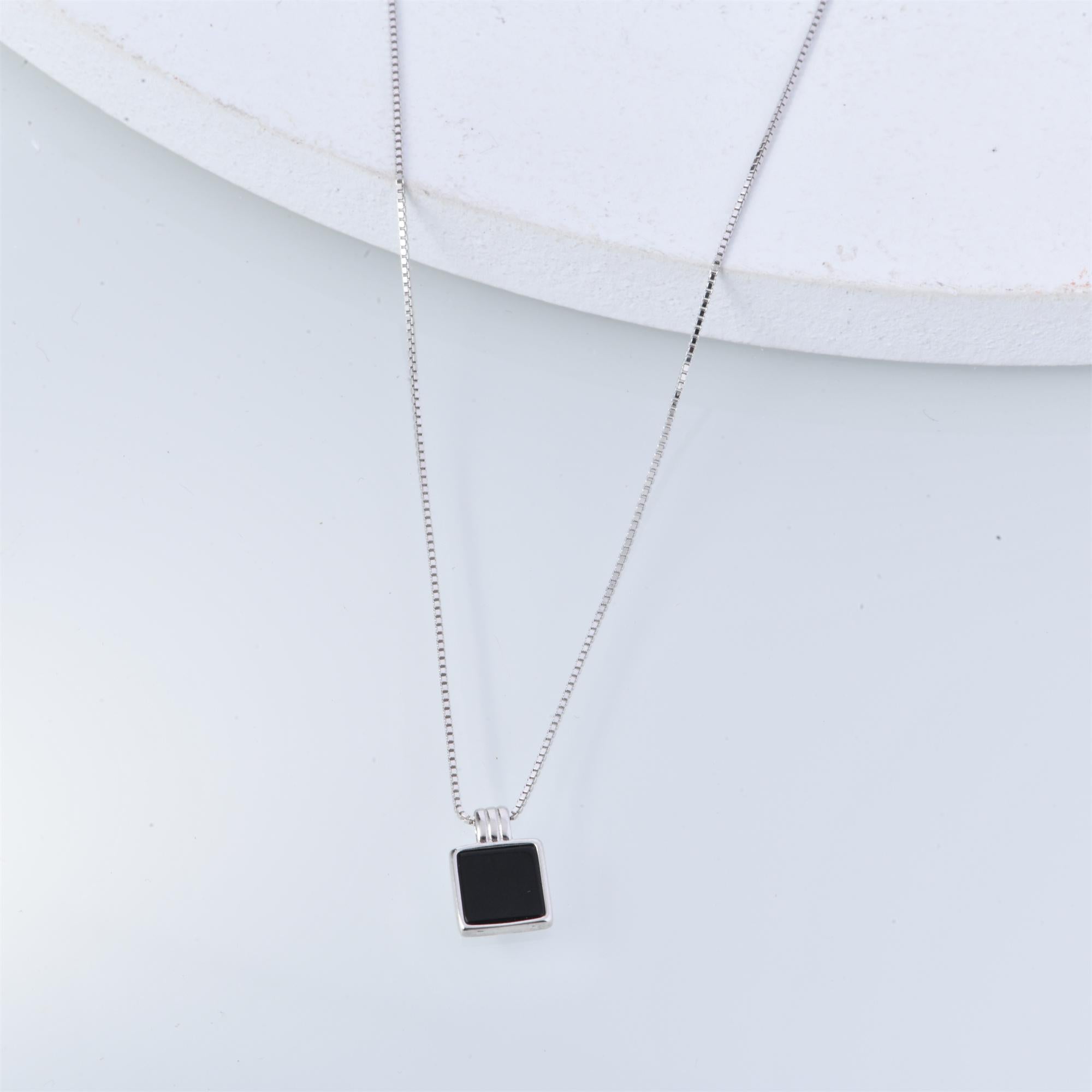 16'' Sliver Gold Square Necklace,Minimalist Necklace for Women,Box Chain necklace, Delicate Black Necklace, Golden choker, Birthday/Mother's Day Gift