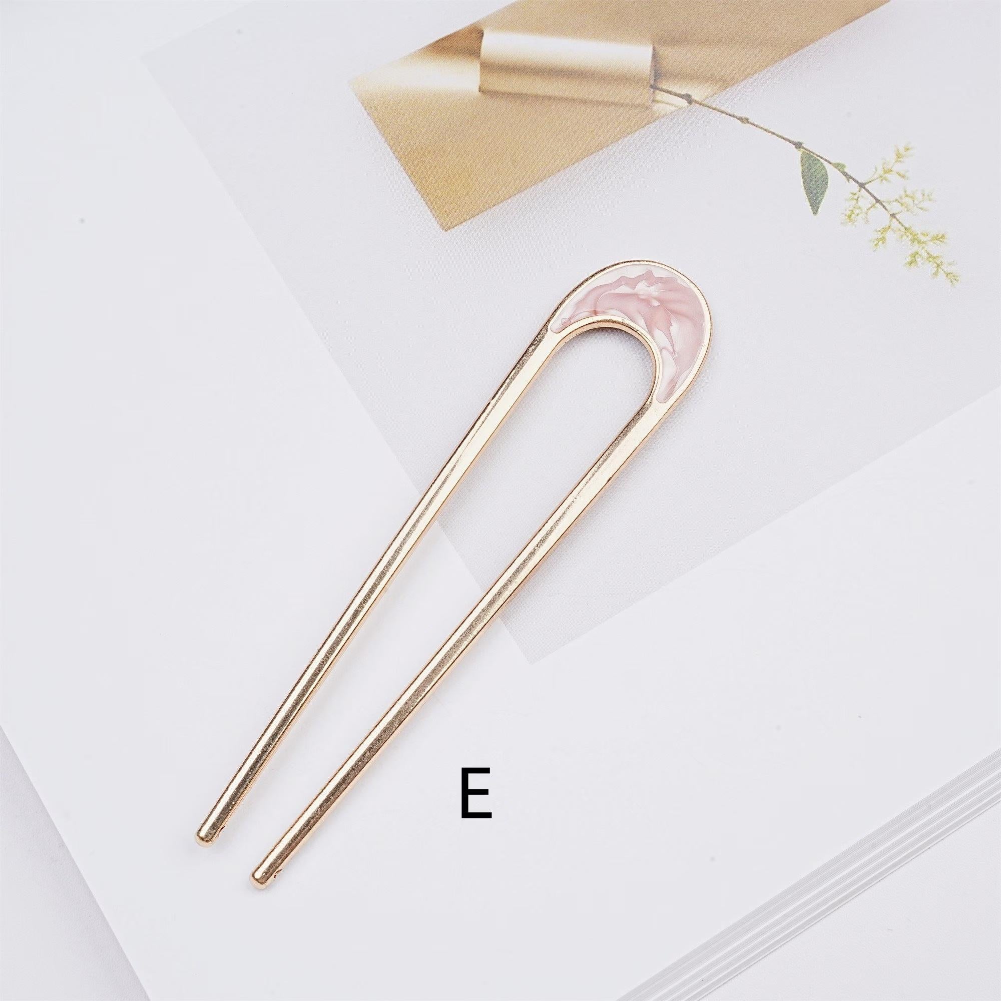 Handmade Shell Golden Hairpin & Minimalist Hair Fork Set - Secure Locks & Elegant Look, Gems Ponytail Holder & Wedding Hair Piece