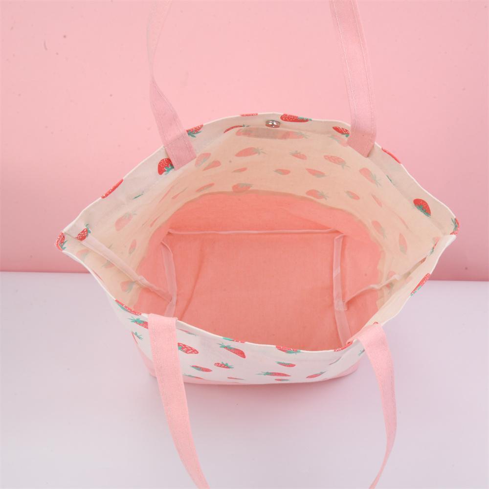 Apple Strawberry Orange Pear Cotton Linen Totes, Fruit Lunch Bag, Back to School
