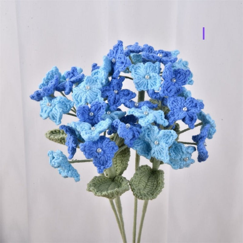 4/6Pack Crochet Flower For Desk Ornament,Knitted Lily of the Valley/Chrysanthemum/Hydrangea