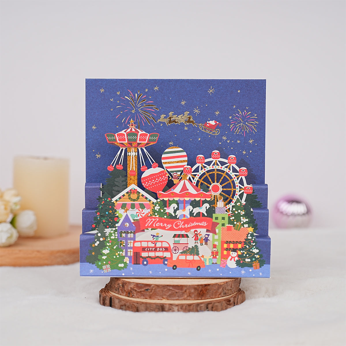 Blue Christmas Wonderland Christmas Greeting Card