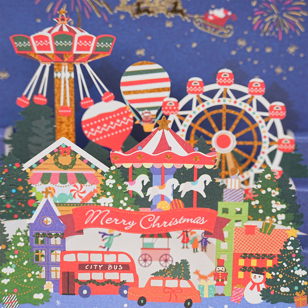 Blue Christmas Wonderland Christmas Greeting Card