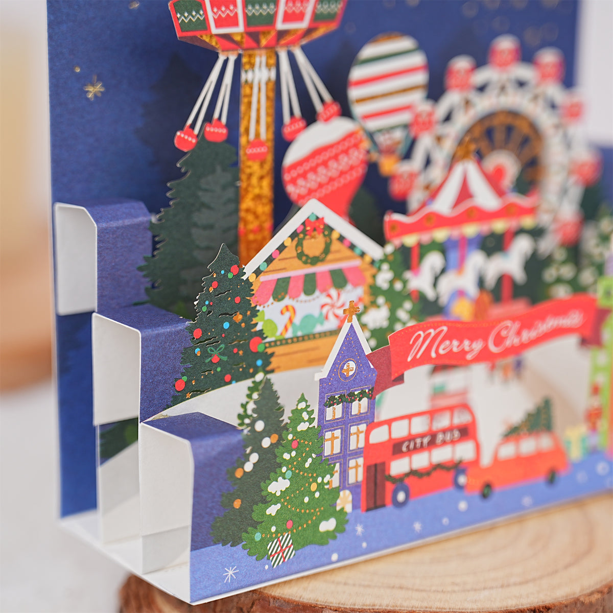 Blue Christmas Wonderland Christmas Greeting Card
