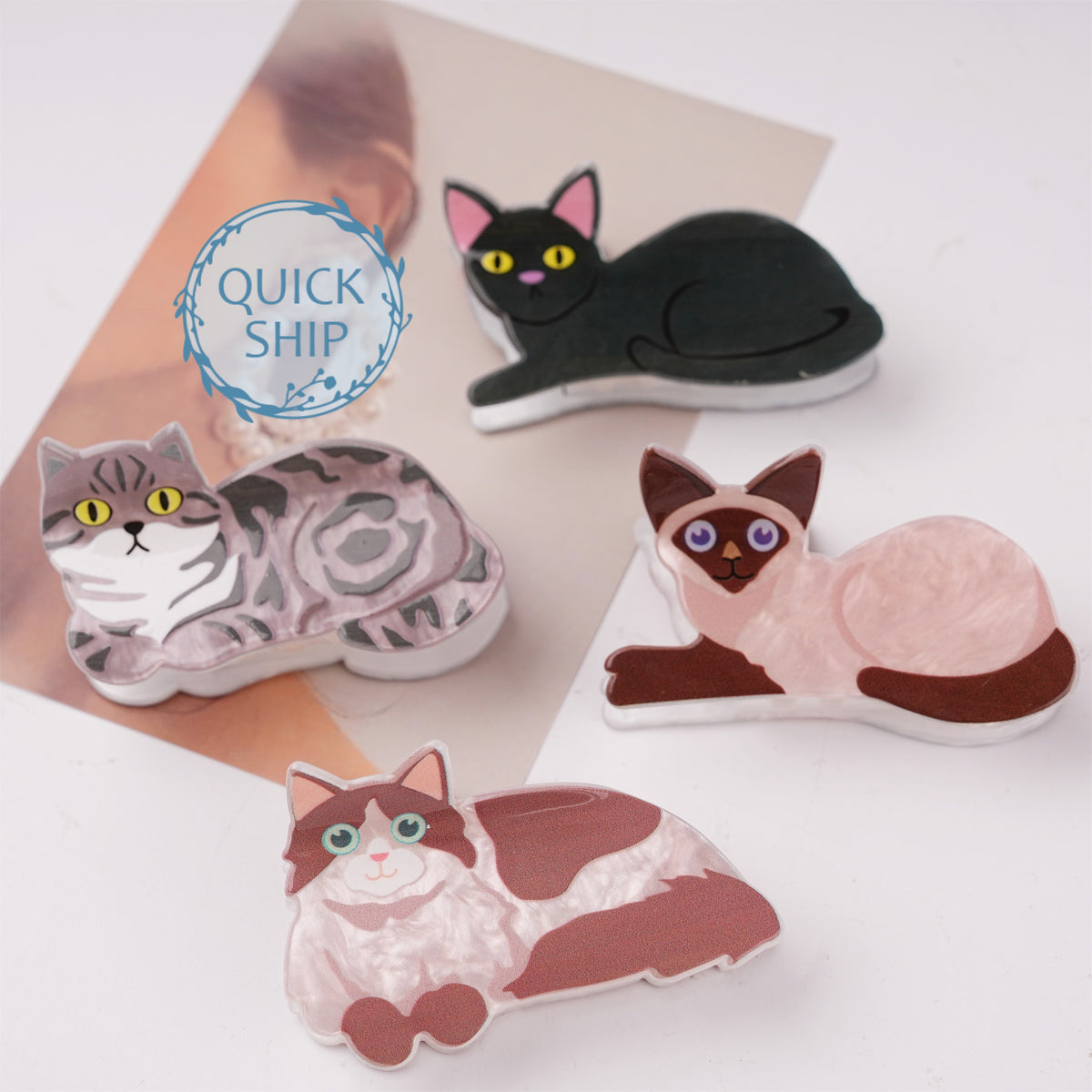 Kitten Acetate Hair Claw