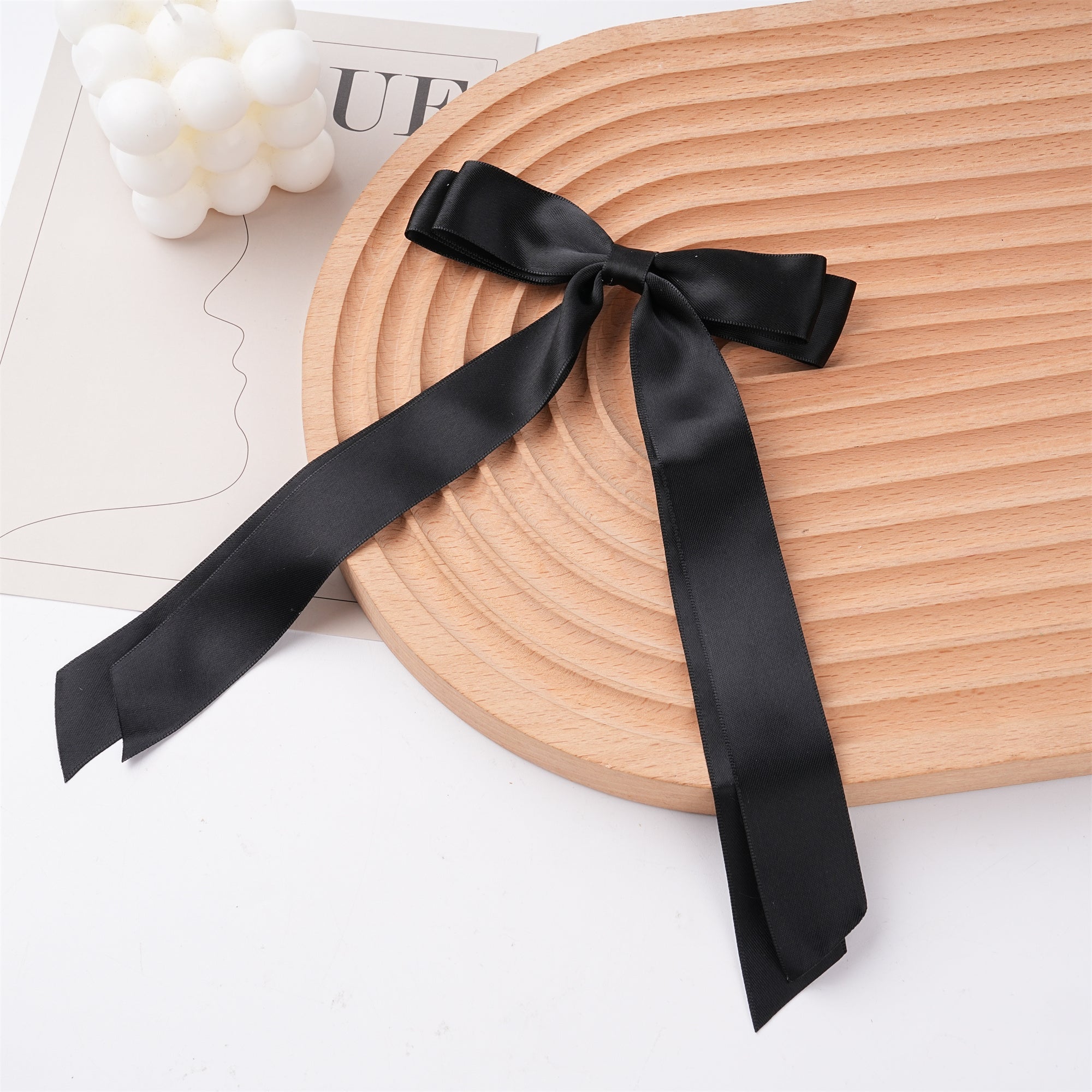 Handmade Solid Color Cotton Satin Hair Bow – Barrette Clip, Stylish Hair Accessory