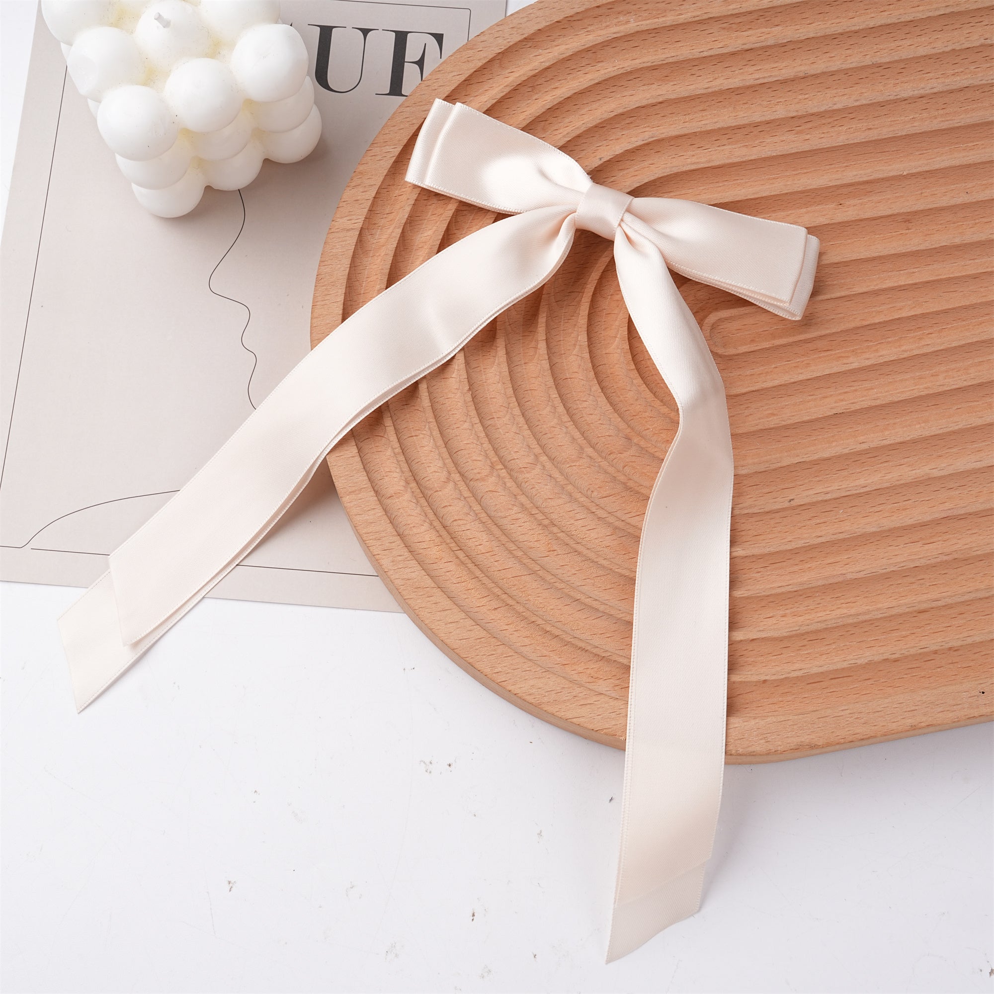 Handmade Solid Color Cotton Satin Hair Bow – Barrette Clip, Stylish Hair Accessory