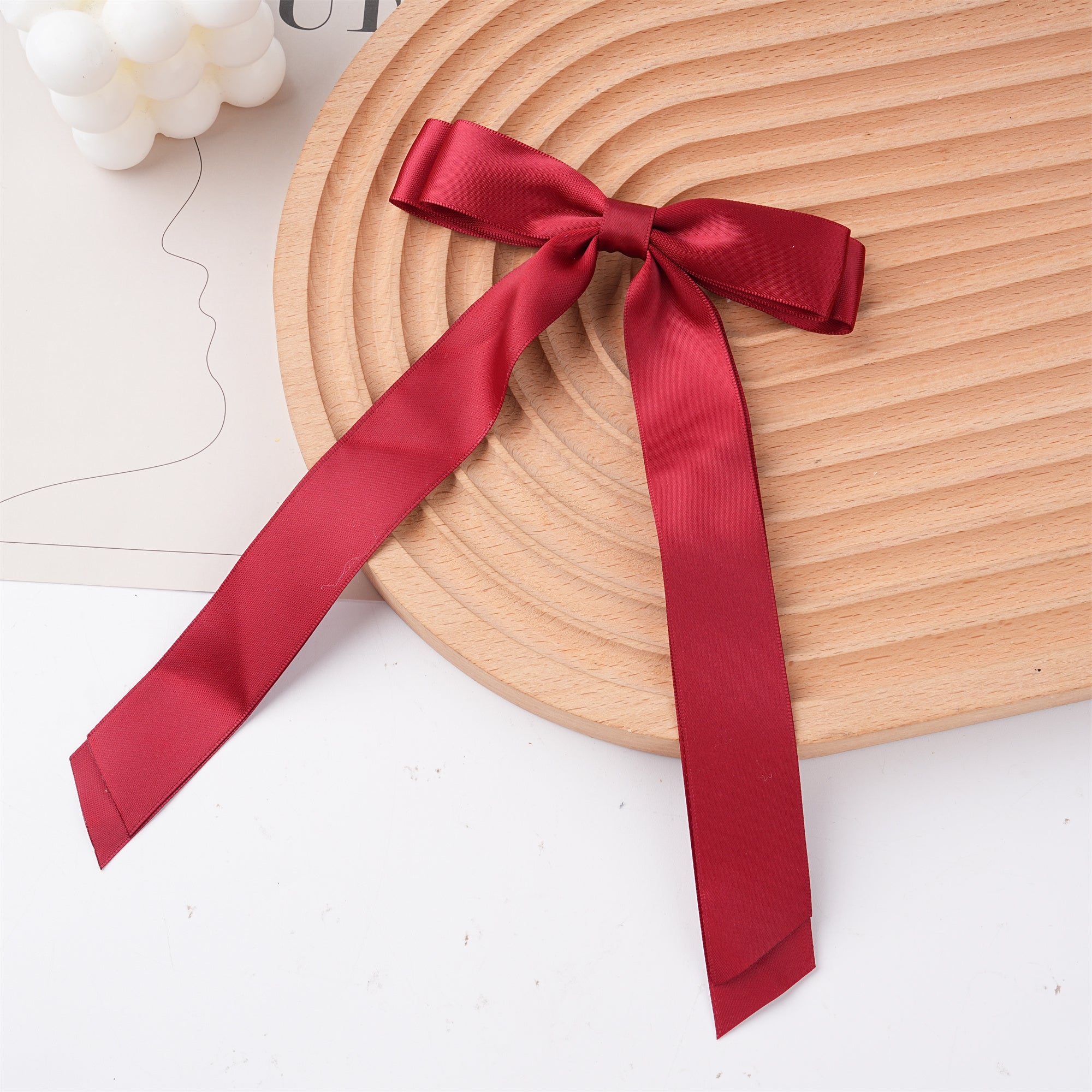 Handmade Solid Color Cotton Satin Hair Bow – Barrette Clip, Stylish Hair Accessory