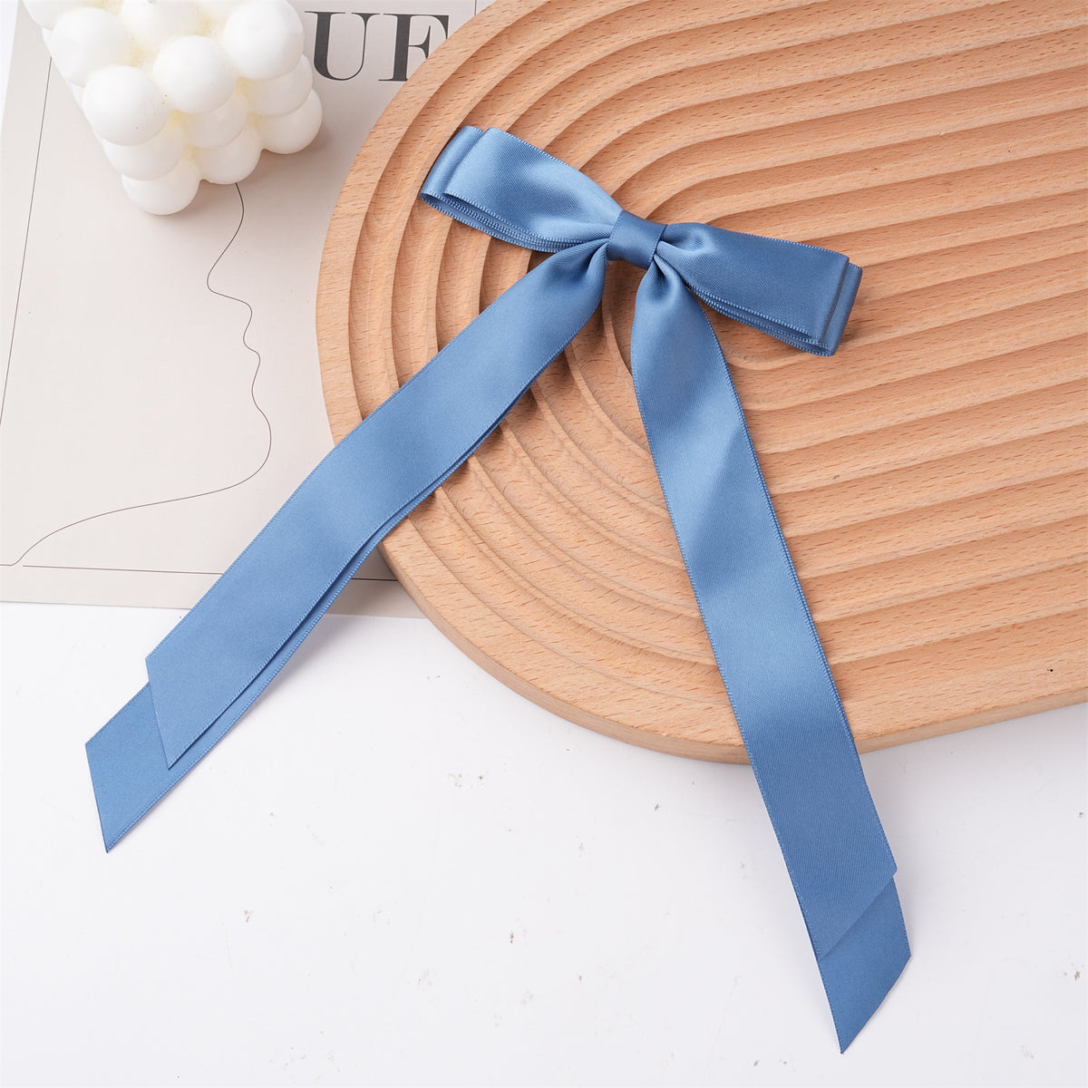 Handmade Solid Color Cotton Satin Hair Bow – Barrette Clip, Stylish Hair Accessory