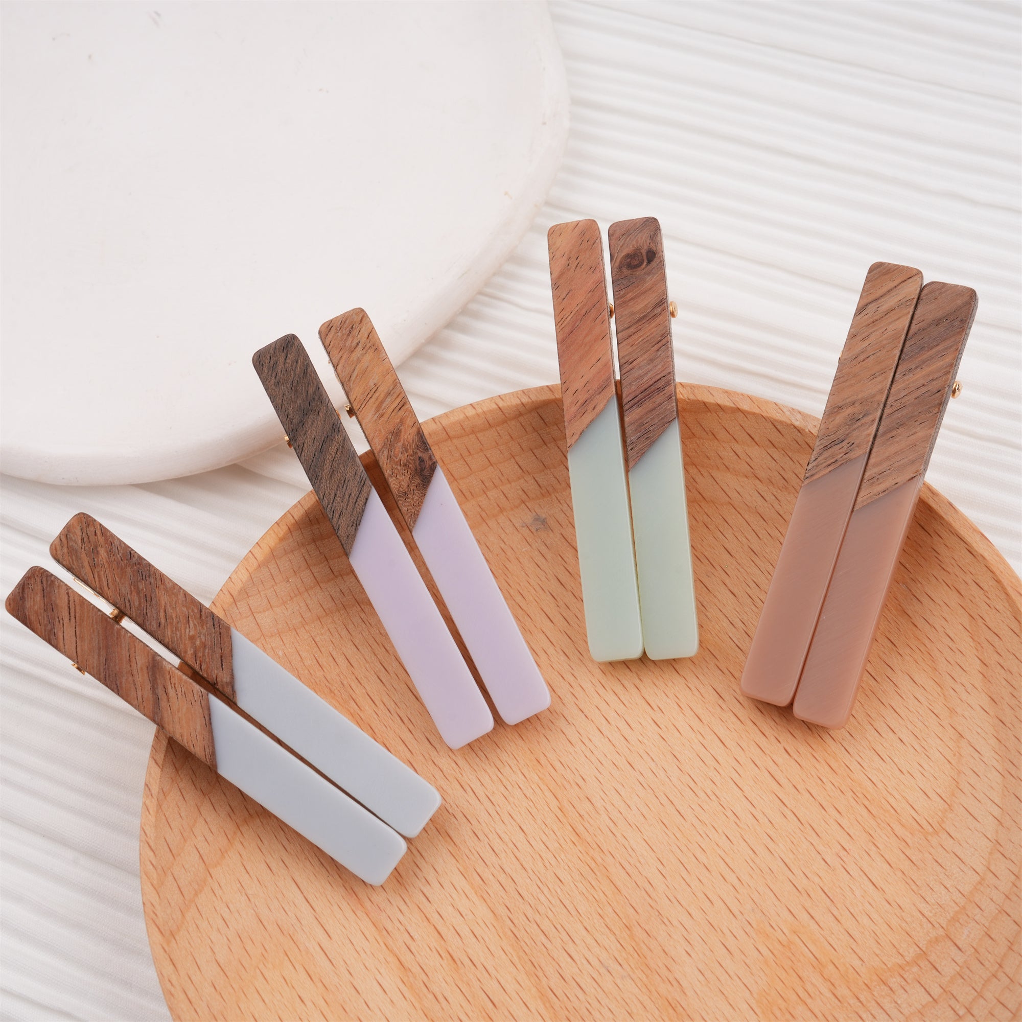 2PCS Silm Wooden Hair Clips, Bangs Hairpin,Perfect Gift for Friends,Birthday