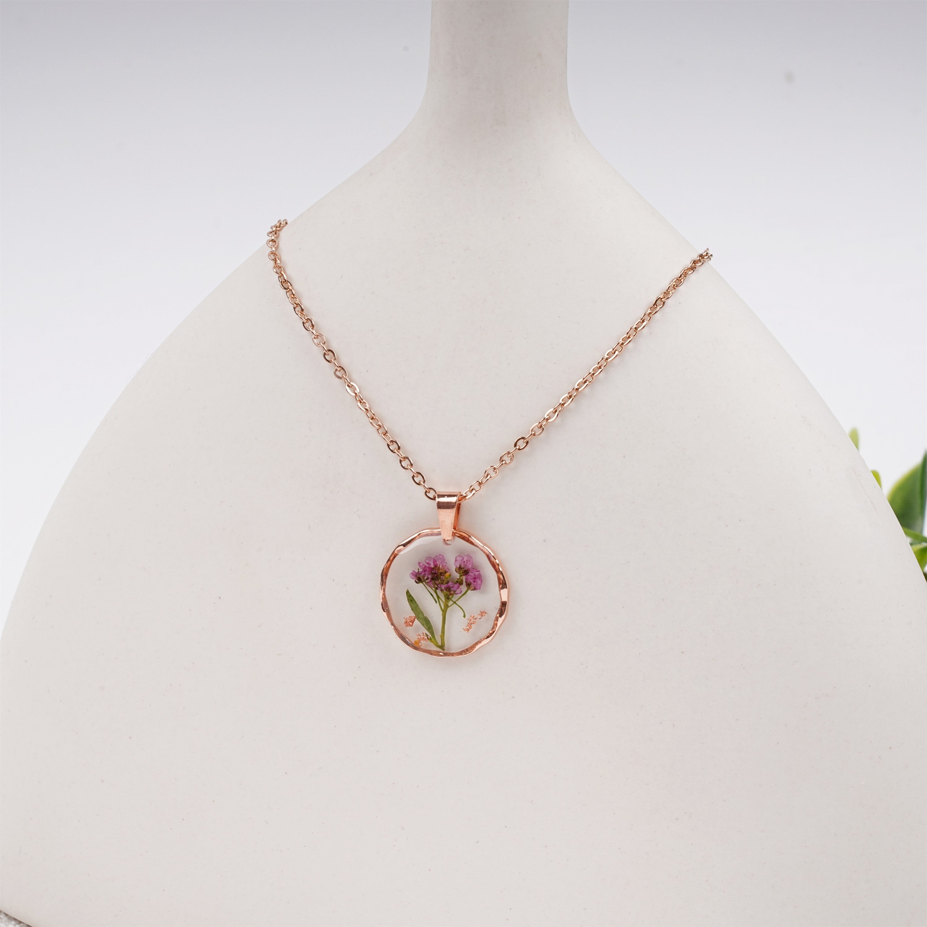Irregular Shape Gold Birthday Necklace,Real Dried Flower Necklace for Summer