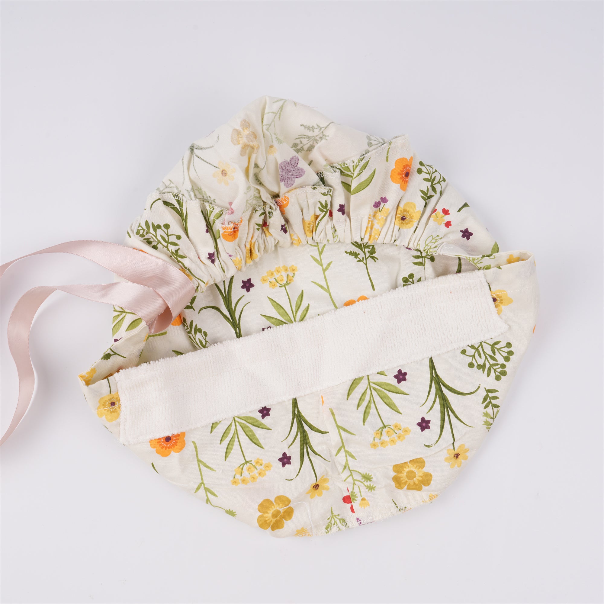 Women's Ponyatil Surgical Scrub Cap,Yellow Wildflowers on White Cotton